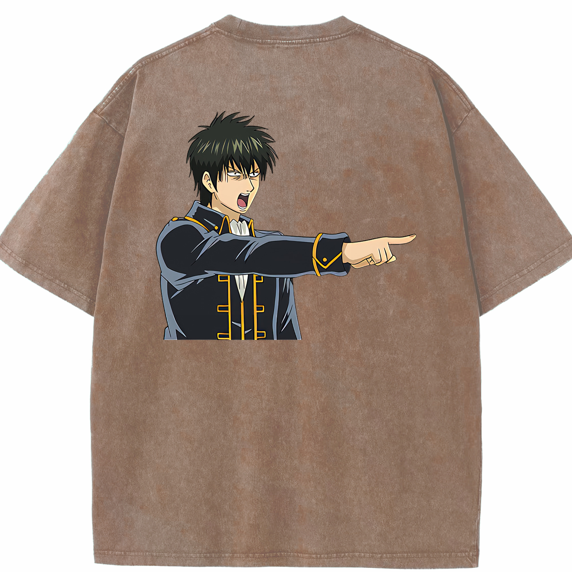 （画像用） ぎんたま 坂田銀時（さかたぎんとき） 神楽 志村新八（しむら しんぱち） GINTAMA Sakata Gintoki Kagura Shimura Shinpachi 綿100% ヴィンテージ風 半袖Tシャツ（背面プリント）