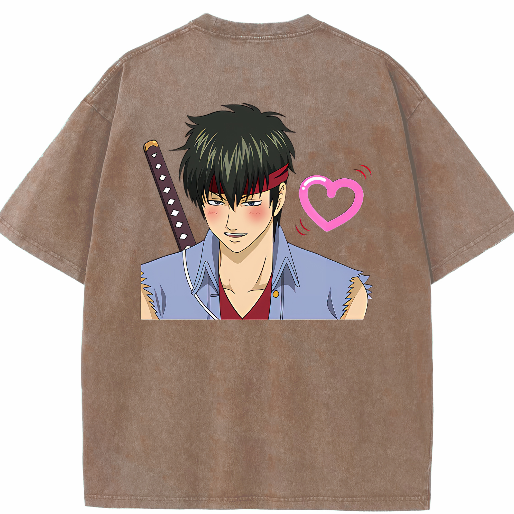 （画像用） ぎんたま 坂田銀時（さかたぎんとき） 神楽 志村新八（しむら しんぱち） GINTAMA Sakata Gintoki Kagura Shimura Shinpachi 綿100% ヴィンテージ風 半袖Tシャツ（背面プリント）
