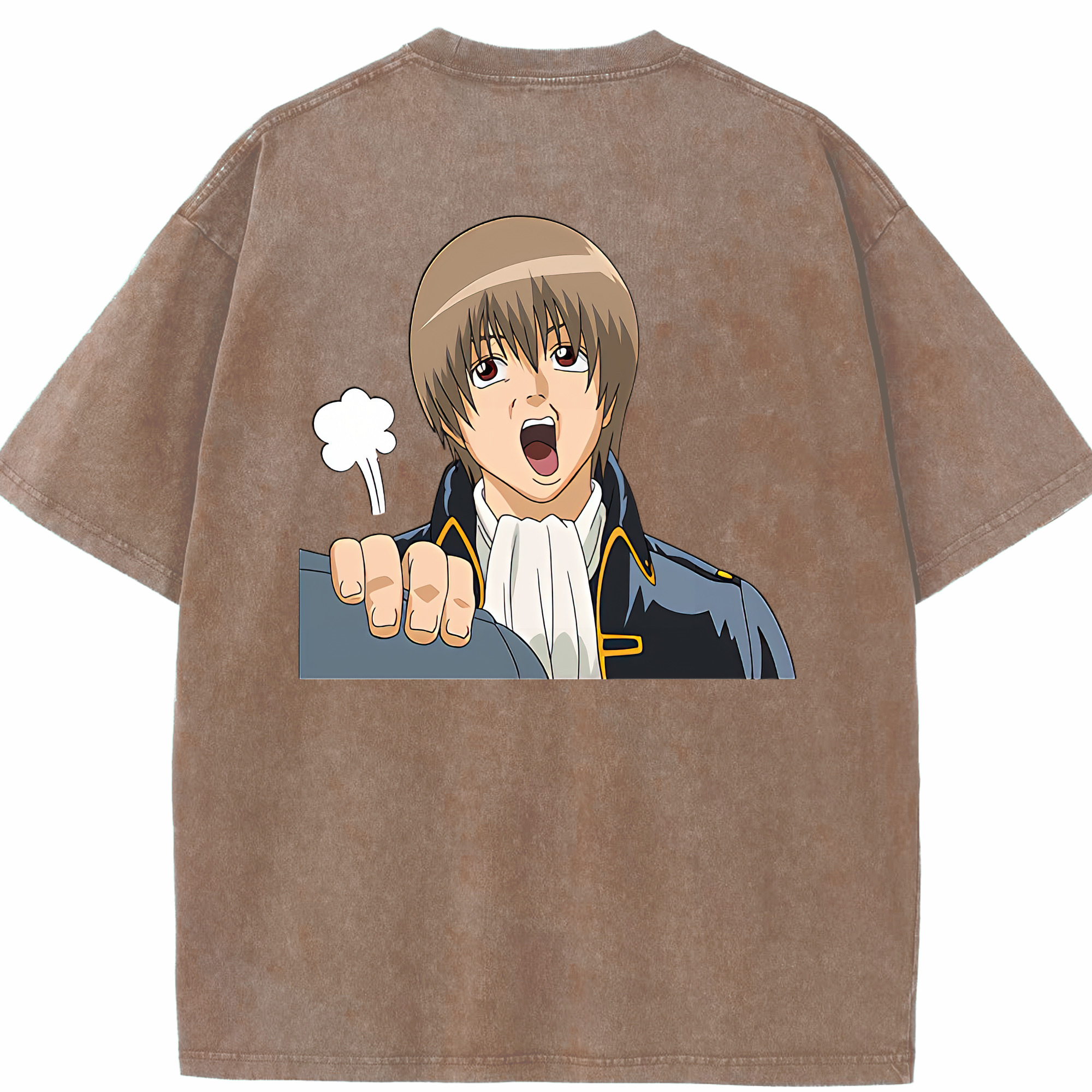（画像用） ぎんたま 坂田銀時（さかたぎんとき） 神楽 志村新八（しむら しんぱち） GINTAMA Sakata Gintoki Kagura Shimura Shinpachi 綿100% ヴィンテージ風 半袖Tシャツ（背面プリント）
