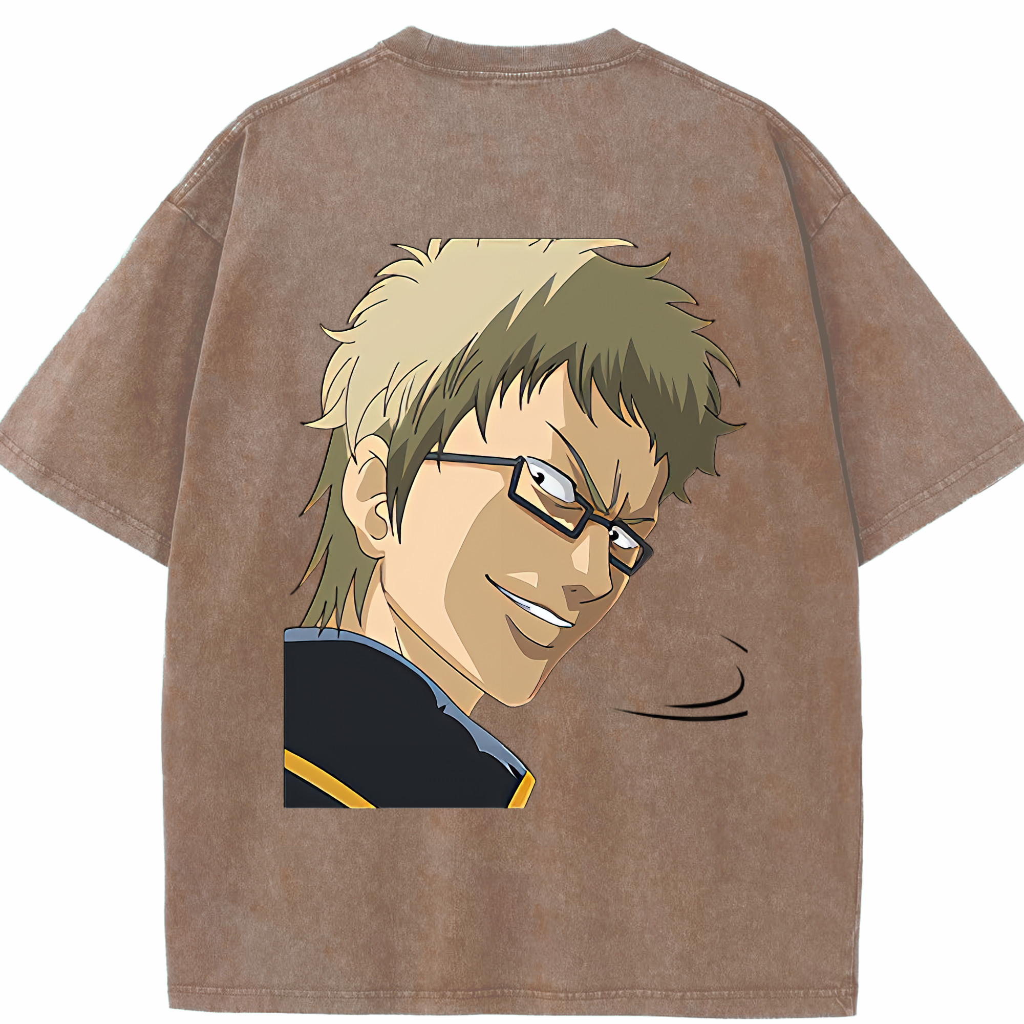 （画像用） ぎんたま 坂田銀時（さかたぎんとき） 神楽 志村新八（しむら しんぱち） GINTAMA Sakata Gintoki Kagura Shimura Shinpachi 綿100% ヴィンテージ風 半袖Tシャツ（背面プリント）
