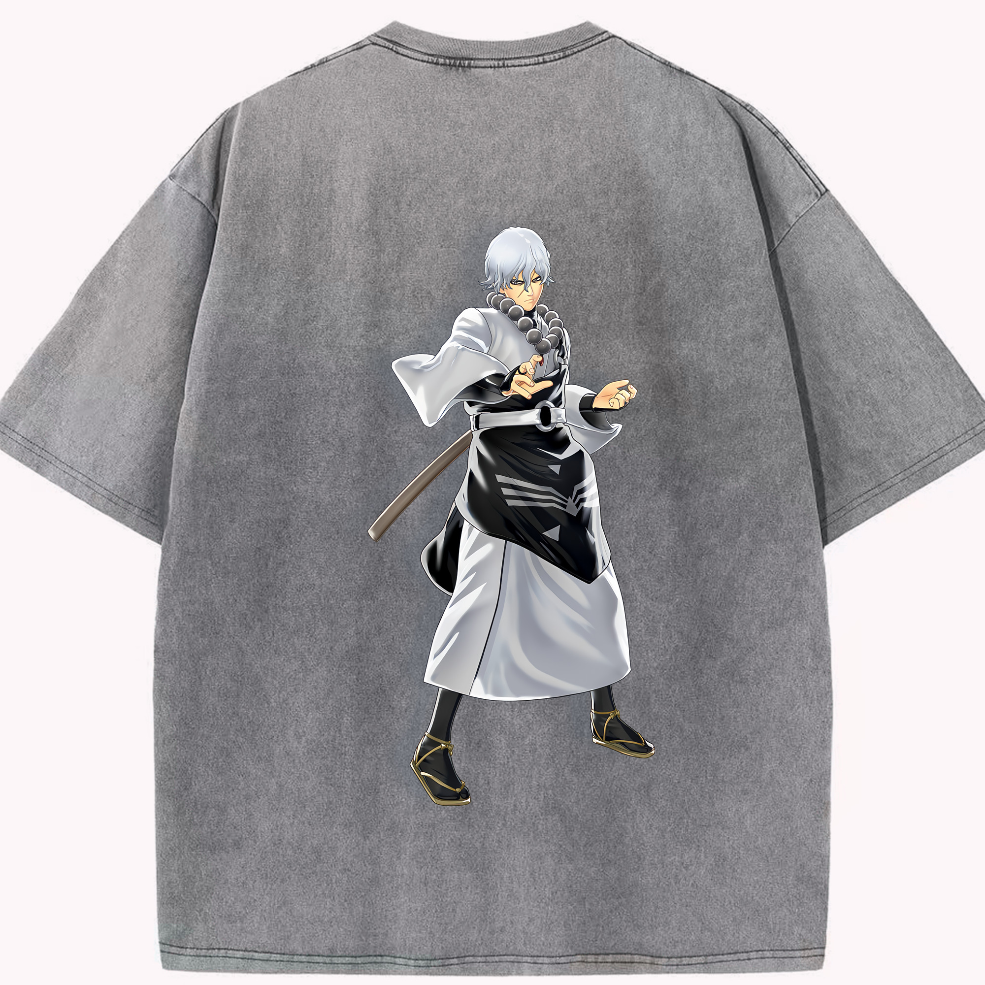 （画像用） ぎんたま 坂田銀時（さかたぎんとき） 神楽 志村新八（しむら しんぱち） GINTAMA Sakata Gintoki Kagura Shimura Shinpachi 綿100% ヴィンテージ風 半袖Tシャツ（背面プリント）