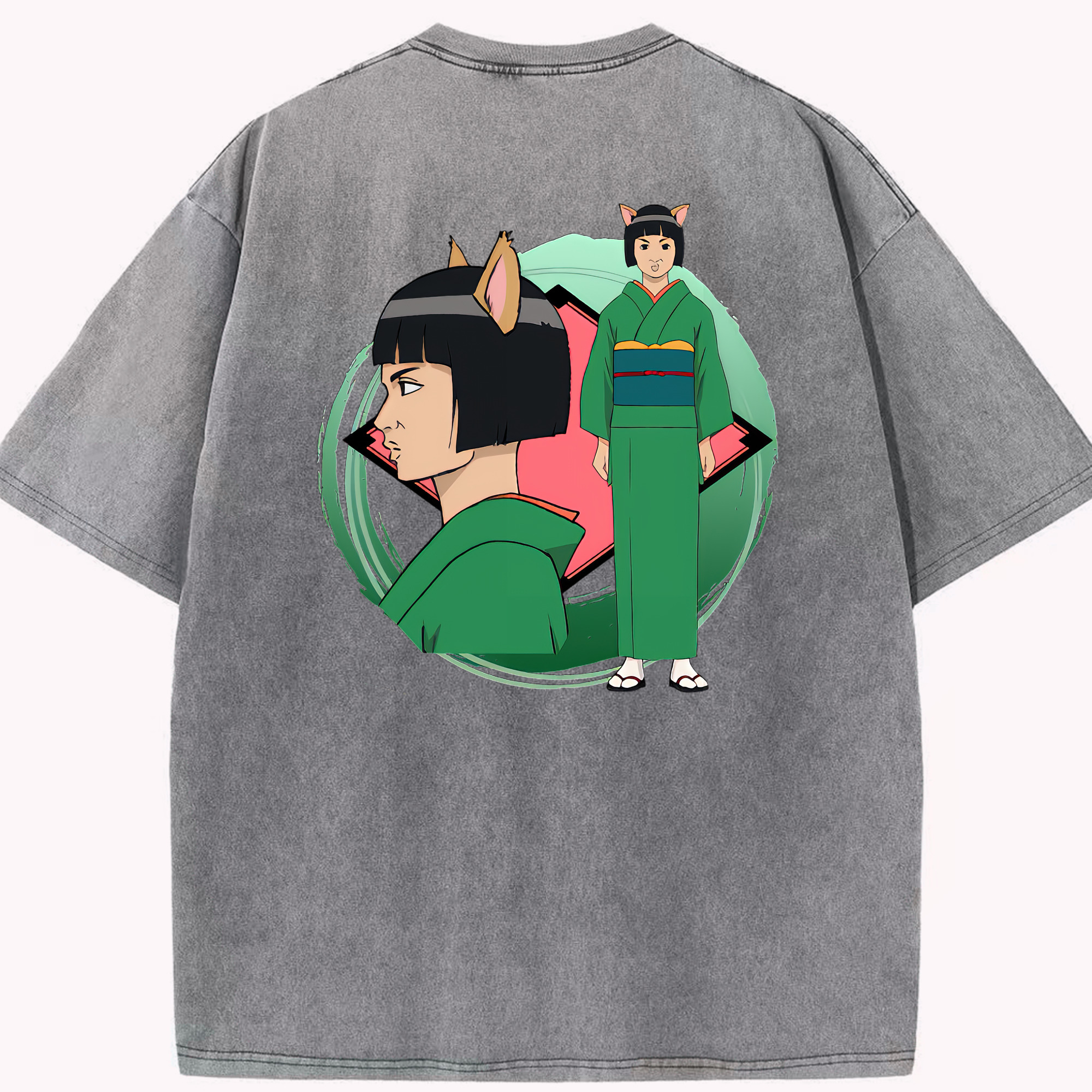 （画像用） ぎんたま 坂田銀時（さかたぎんとき） 神楽 志村新八（しむら しんぱち） GINTAMA Sakata Gintoki Kagura Shimura Shinpachi 綿100% ヴィンテージ風 半袖Tシャツ（背面プリント）
