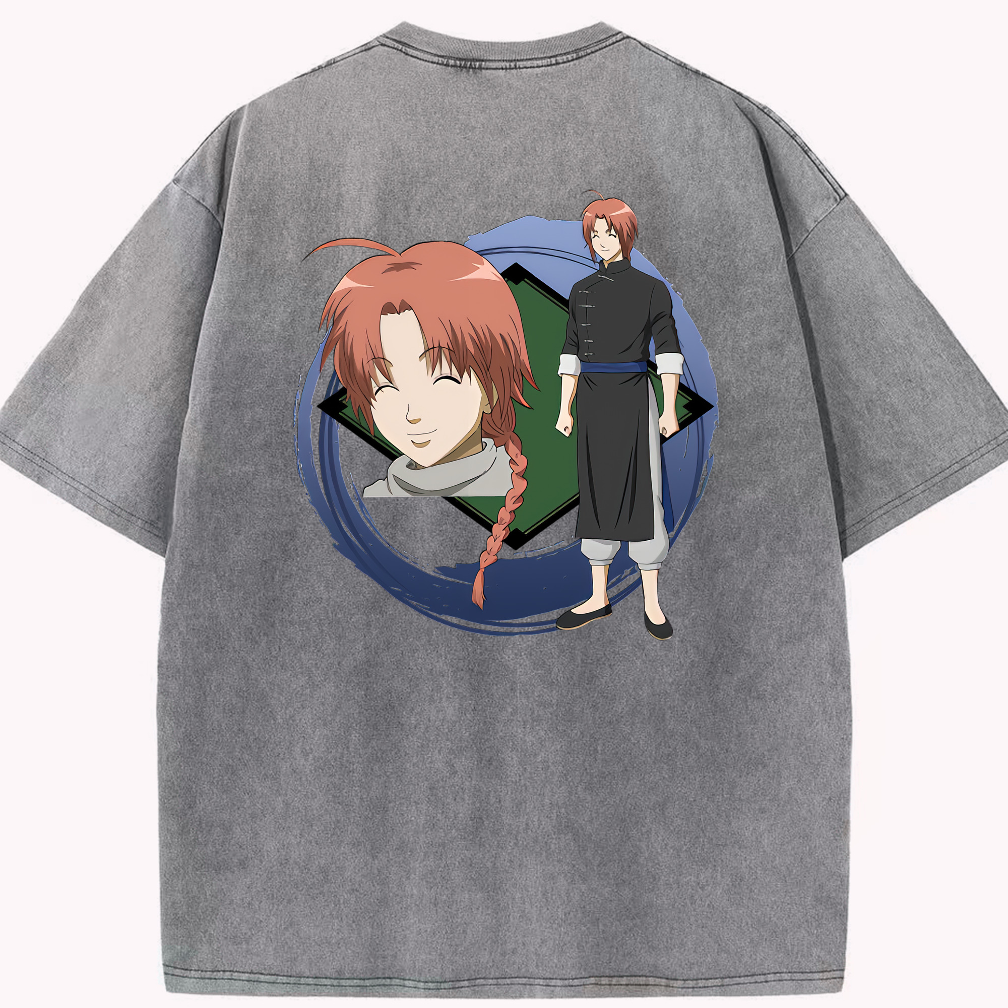 （画像用） ぎんたま 坂田銀時（さかたぎんとき） 神楽 志村新八（しむら しんぱち） GINTAMA Sakata Gintoki Kagura Shimura Shinpachi 綿100% ヴィンテージ風 半袖Tシャツ（背面プリント）