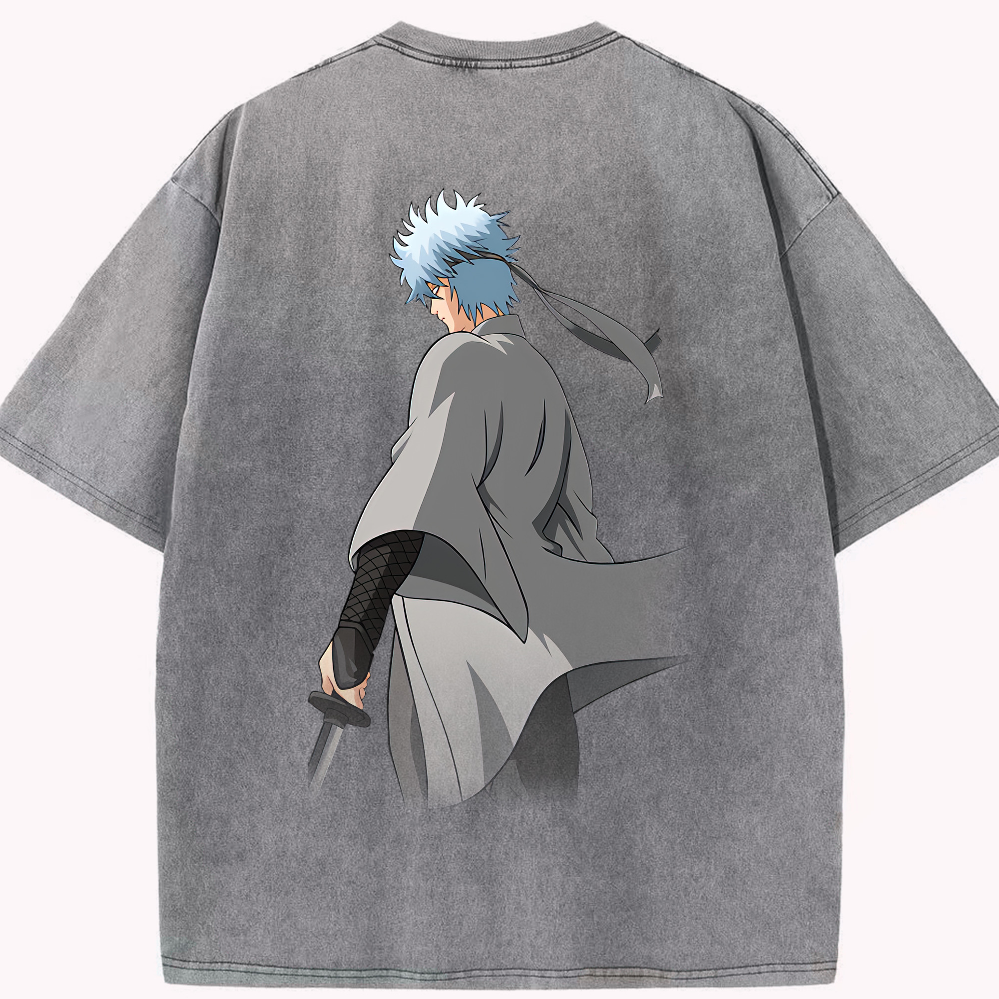 （画像用） ぎんたま 坂田銀時（さかたぎんとき） 神楽 志村新八（しむら しんぱち） GINTAMA Sakata Gintoki Kagura Shimura Shinpachi 綿100% ヴィンテージ風 半袖Tシャツ（背面プリント）