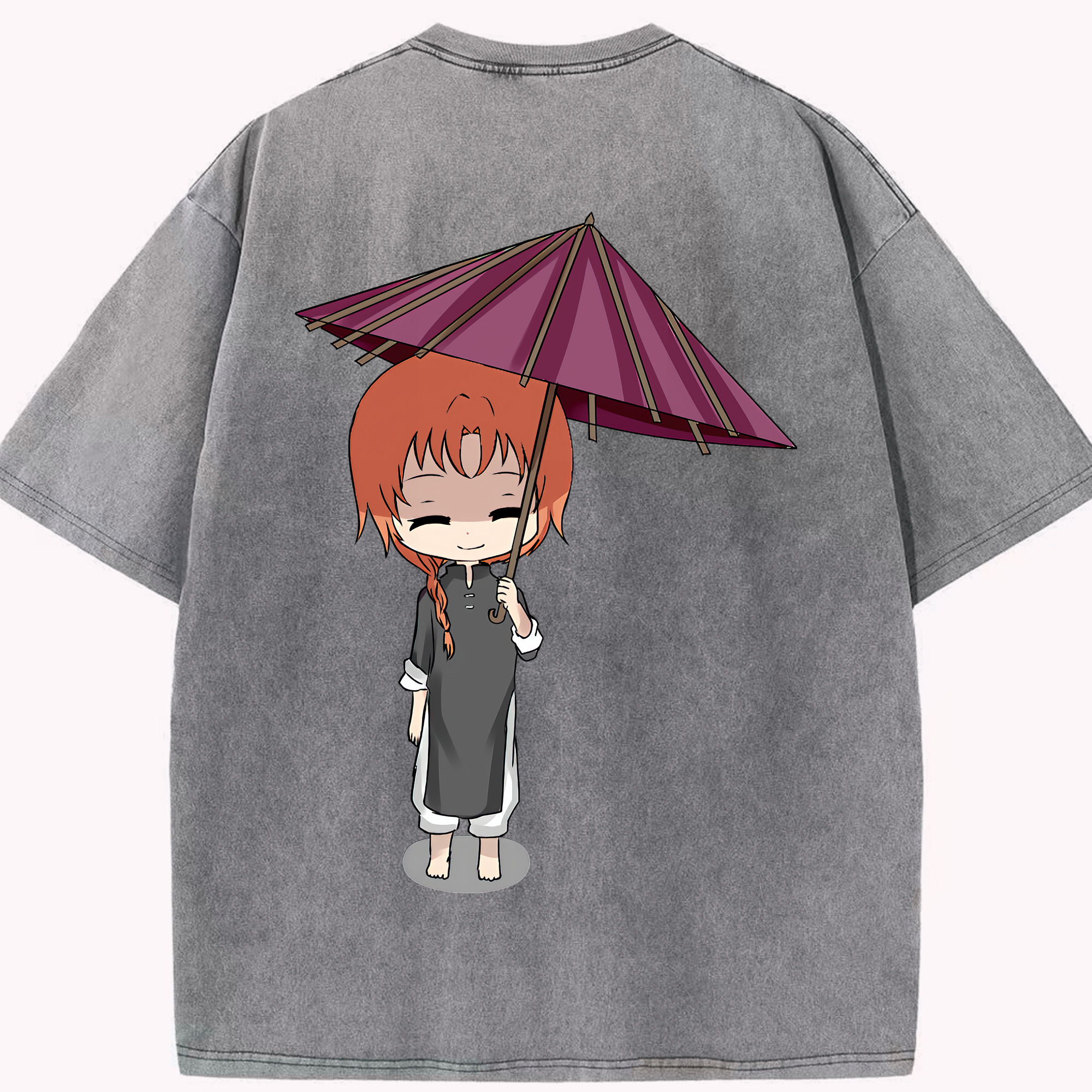（画像用） ぎんたま 坂田銀時（さかたぎんとき） 神楽 志村新八（しむら しんぱち） GINTAMA Sakata Gintoki Kagura Shimura Shinpachi 綿100% ヴィンテージ風 半袖Tシャツ（背面プリント）