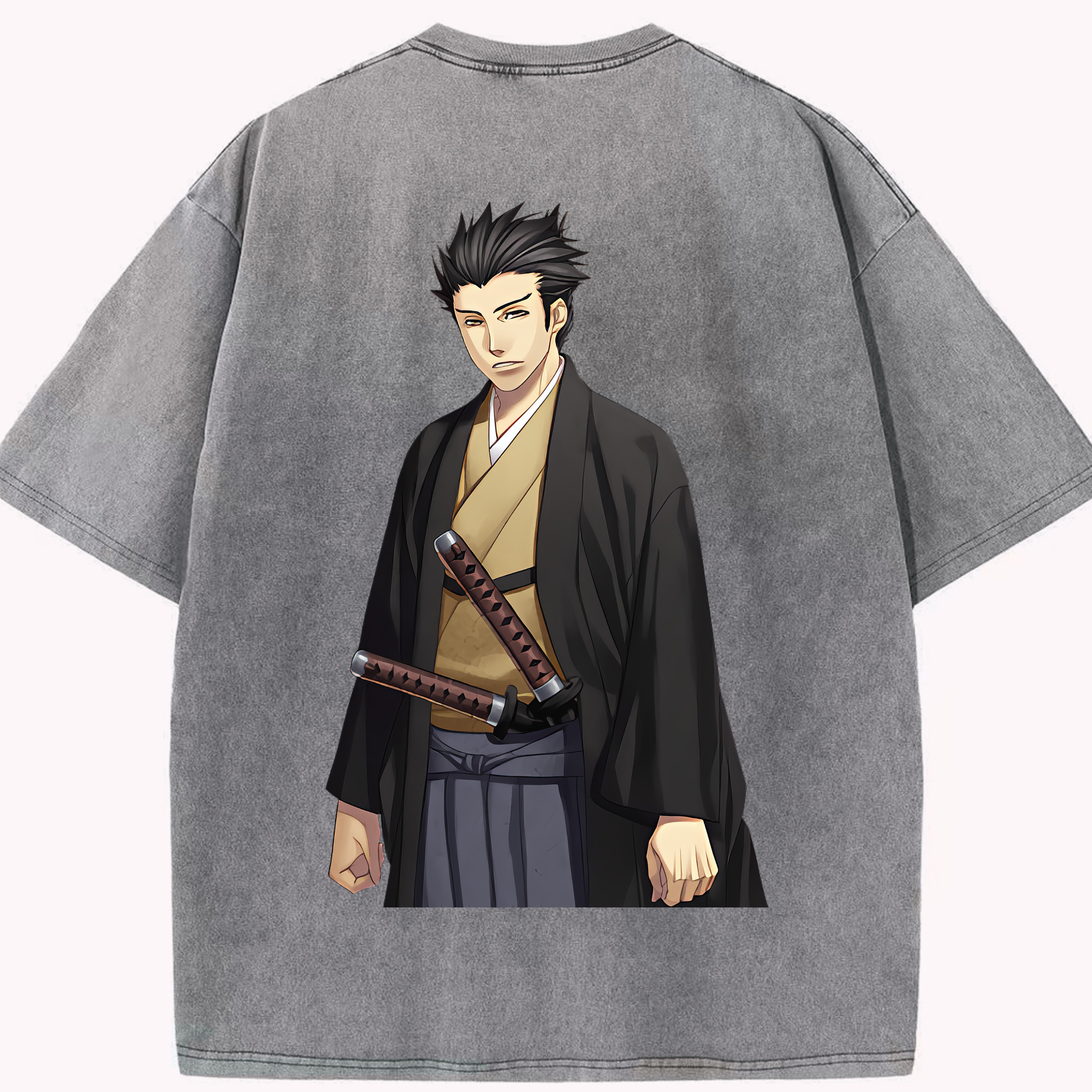 （画像用） ぎんたま 坂田銀時（さかたぎんとき） 神楽 志村新八（しむら しんぱち） GINTAMA Sakata Gintoki Kagura Shimura Shinpachi 綿100% ヴィンテージ風 半袖Tシャツ（背面プリント）