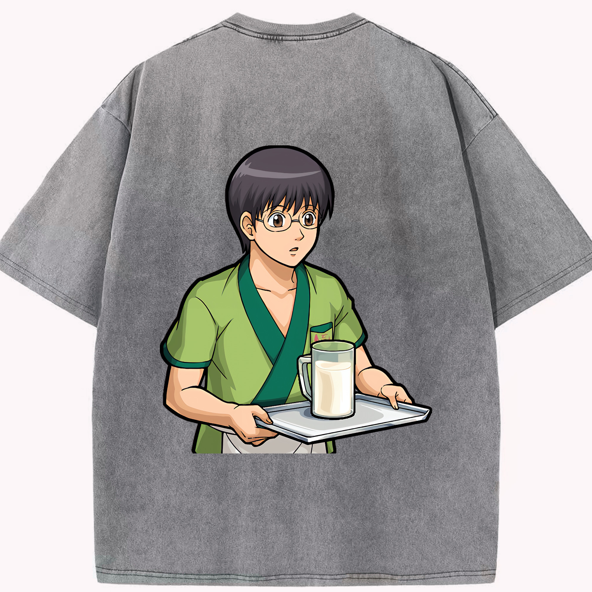 （画像用） ぎんたま 坂田銀時（さかたぎんとき） 神楽 志村新八（しむら しんぱち） GINTAMA Sakata Gintoki Kagura Shimura Shinpachi 綿100% ヴィンテージ風 半袖Tシャツ（背面プリント）