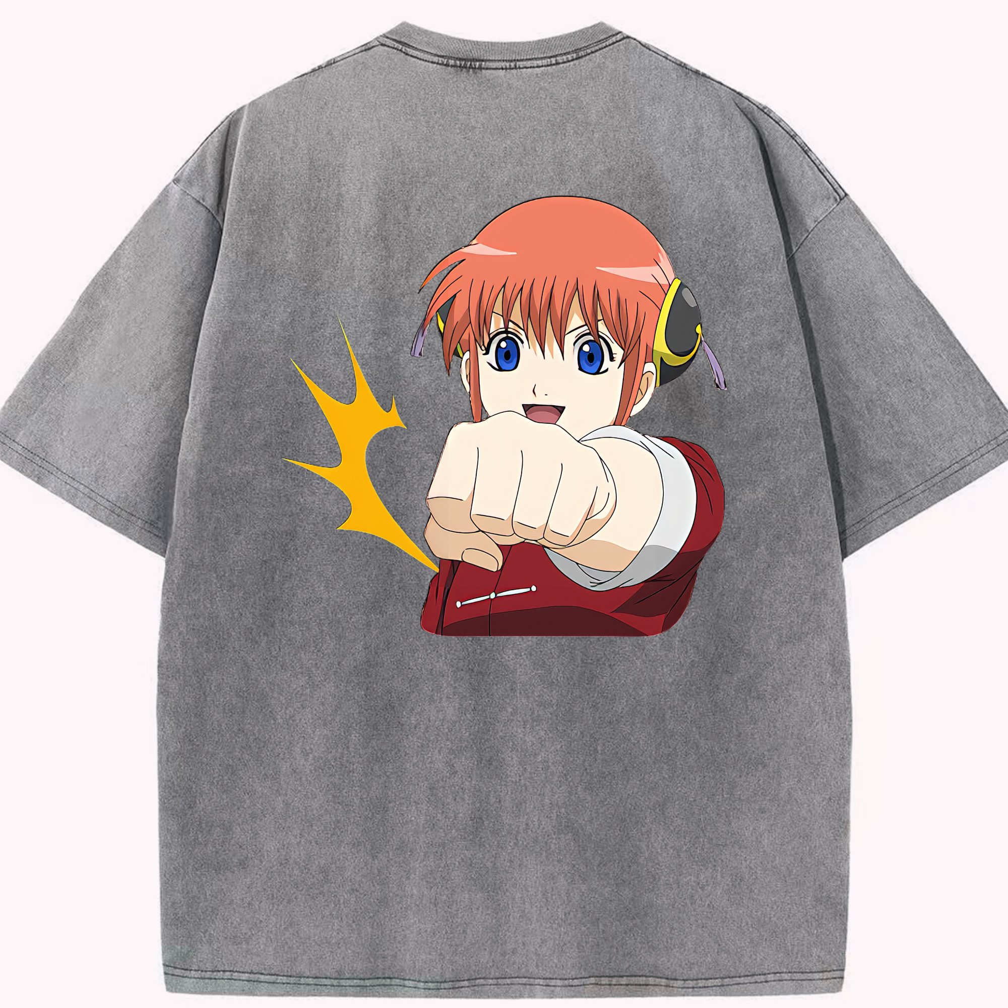 （画像用） ぎんたま 坂田銀時（さかたぎんとき） 神楽 志村新八（しむら しんぱち） GINTAMA Sakata Gintoki Kagura Shimura Shinpachi 綿100% ヴィンテージ風 半袖Tシャツ（背面プリント）