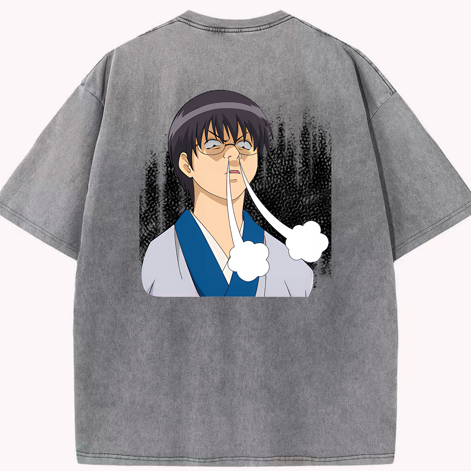 （画像用） ぎんたま 坂田銀時（さかたぎんとき） 神楽 志村新八（しむら しんぱち） GINTAMA Sakata Gintoki Kagura Shimura Shinpachi 綿100% ヴィンテージ風 半袖Tシャツ（背面プリント）