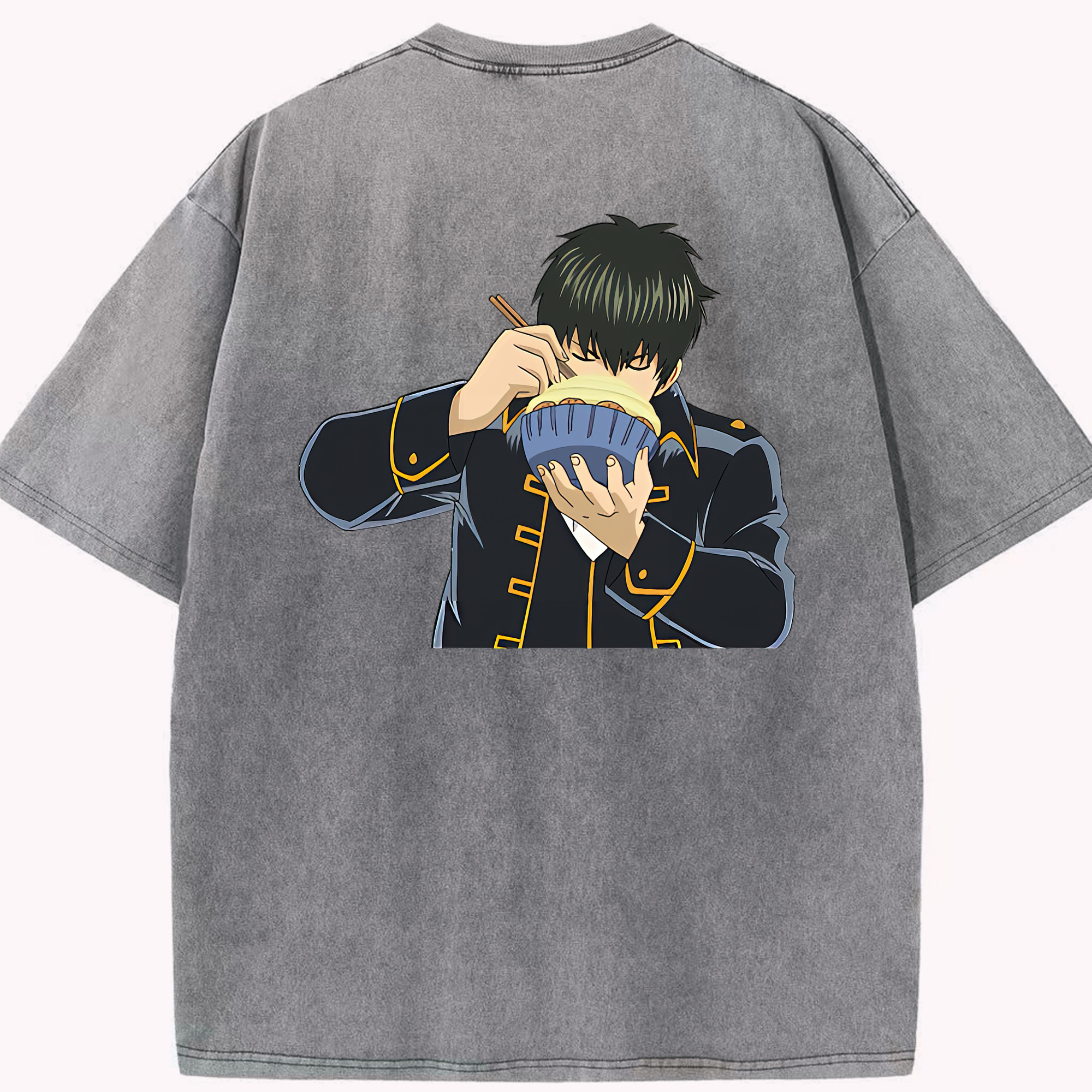 （画像用） ぎんたま 坂田銀時（さかたぎんとき） 神楽 志村新八（しむら しんぱち） GINTAMA Sakata Gintoki Kagura Shimura Shinpachi 綿100% ヴィンテージ風 半袖Tシャツ（背面プリント）