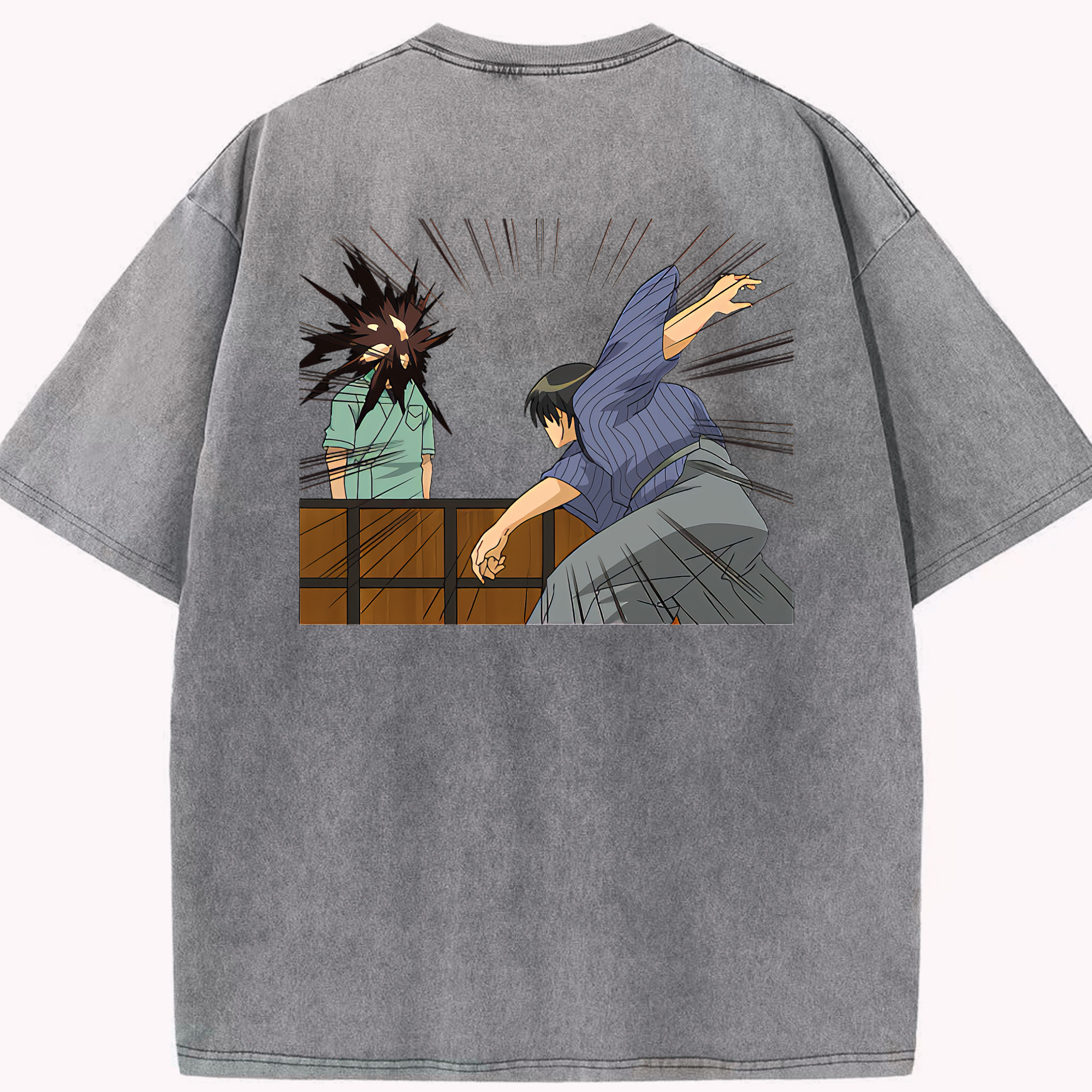 （画像用） ぎんたま 坂田銀時（さかたぎんとき） 神楽 志村新八（しむら しんぱち） GINTAMA Sakata Gintoki Kagura Shimura Shinpachi 綿100% ヴィンテージ風 半袖Tシャツ（背面プリント）