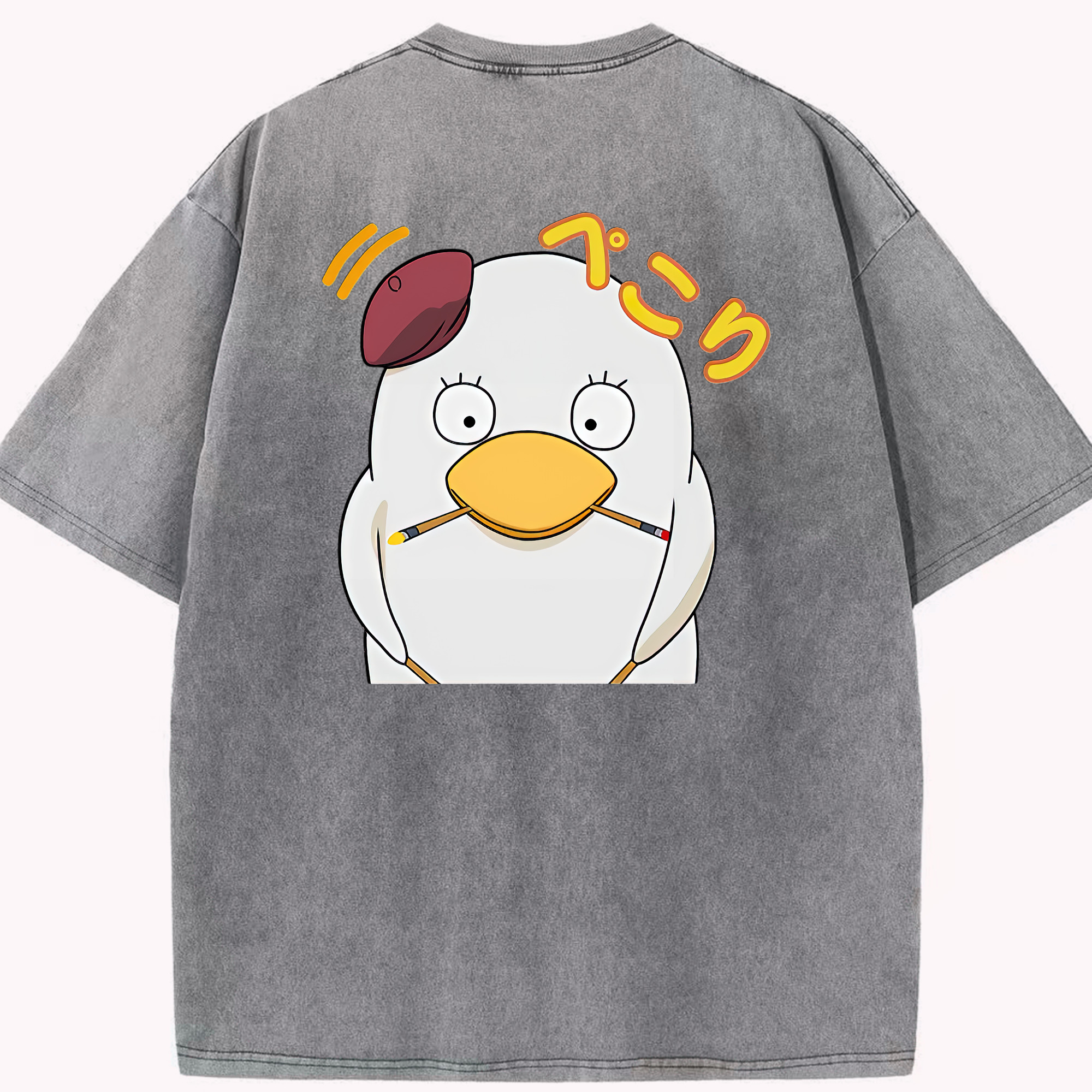 （画像用） ぎんたま 坂田銀時（さかたぎんとき） 神楽 志村新八（しむら しんぱち） GINTAMA Sakata Gintoki Kagura Shimura Shinpachi 綿100% ヴィンテージ風 半袖Tシャツ（背面プリント）