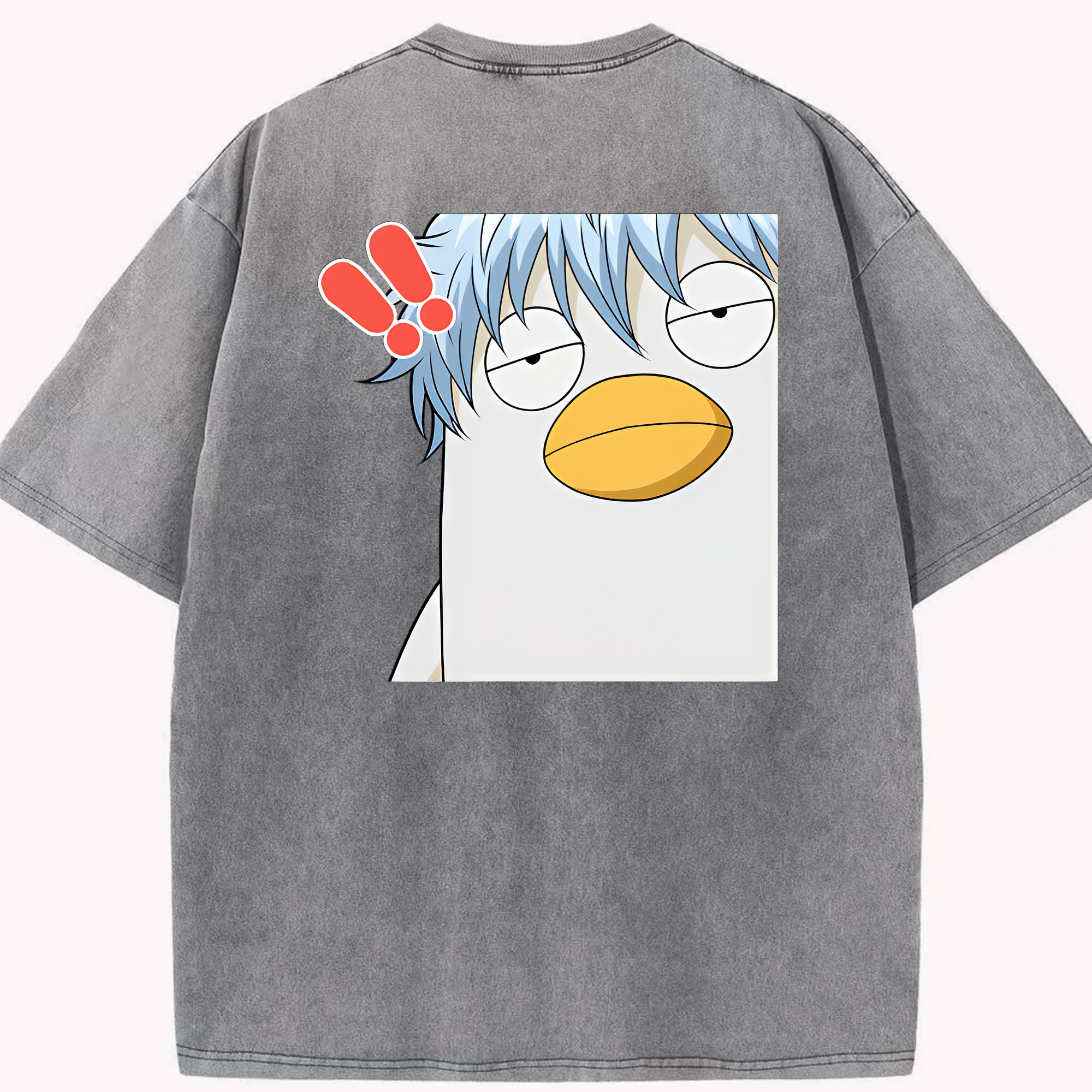（画像用） ぎんたま 坂田銀時（さかたぎんとき） 神楽 志村新八（しむら しんぱち） GINTAMA Sakata Gintoki Kagura Shimura Shinpachi 綿100% ヴィンテージ風 半袖Tシャツ（背面プリント）