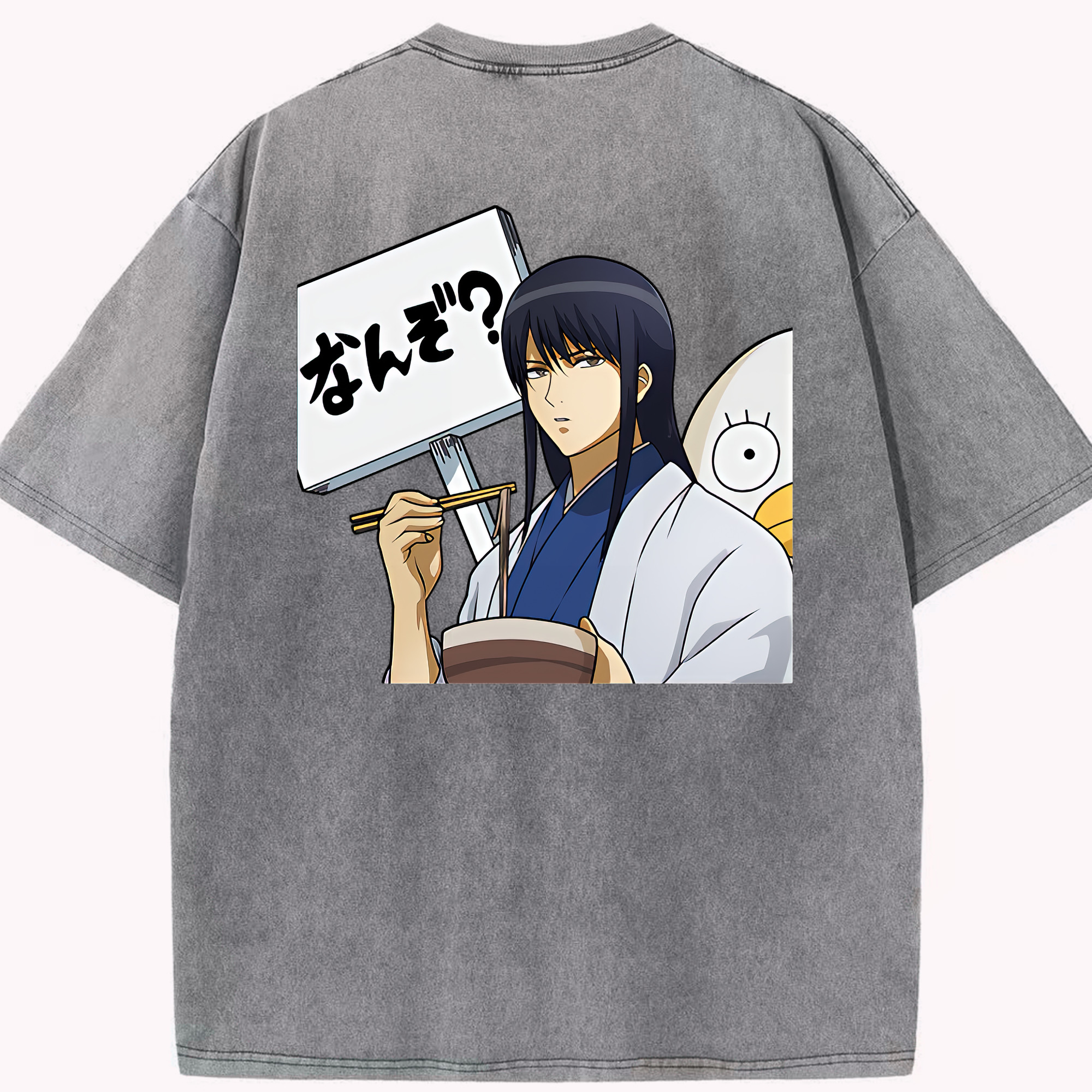 （画像用） ぎんたま 坂田銀時（さかたぎんとき） 神楽 志村新八（しむら しんぱち） GINTAMA Sakata Gintoki Kagura Shimura Shinpachi 綿100% ヴィンテージ風 半袖Tシャツ（背面プリント）