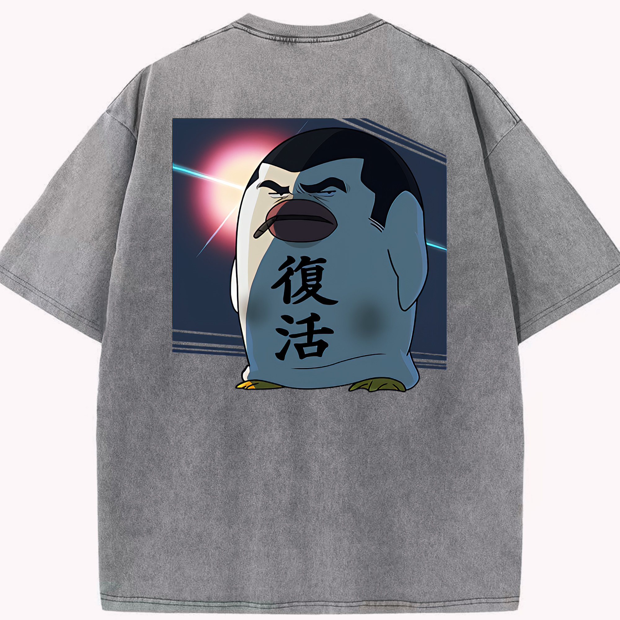 （画像用） ぎんたま 坂田銀時（さかたぎんとき） 神楽 志村新八（しむら しんぱち） GINTAMA Sakata Gintoki Kagura Shimura Shinpachi 綿100% ヴィンテージ風 半袖Tシャツ（背面プリント）