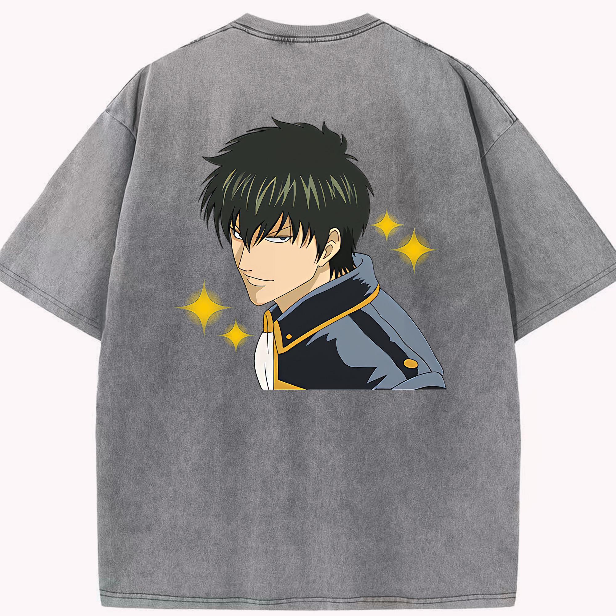（画像用） ぎんたま 坂田銀時（さかたぎんとき） 神楽 志村新八（しむら しんぱち） GINTAMA Sakata Gintoki Kagura Shimura Shinpachi 綿100% ヴィンテージ風 半袖Tシャツ（背面プリント）