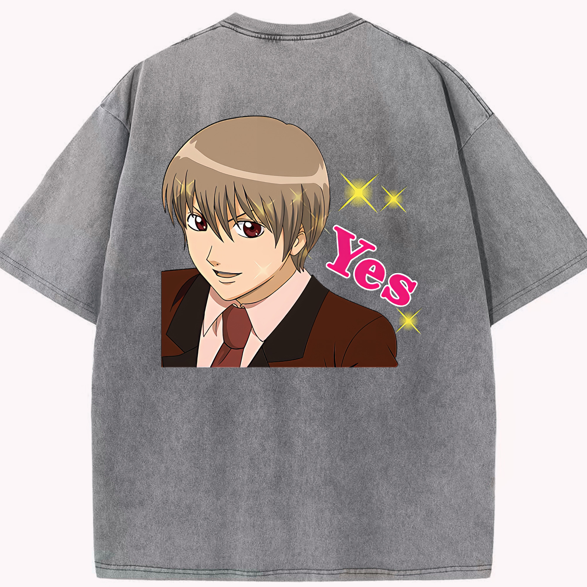 （画像用） ぎんたま 坂田銀時（さかたぎんとき） 神楽 志村新八（しむら しんぱち） GINTAMA Sakata Gintoki Kagura Shimura Shinpachi 綿100% ヴィンテージ風 半袖Tシャツ（背面プリント）