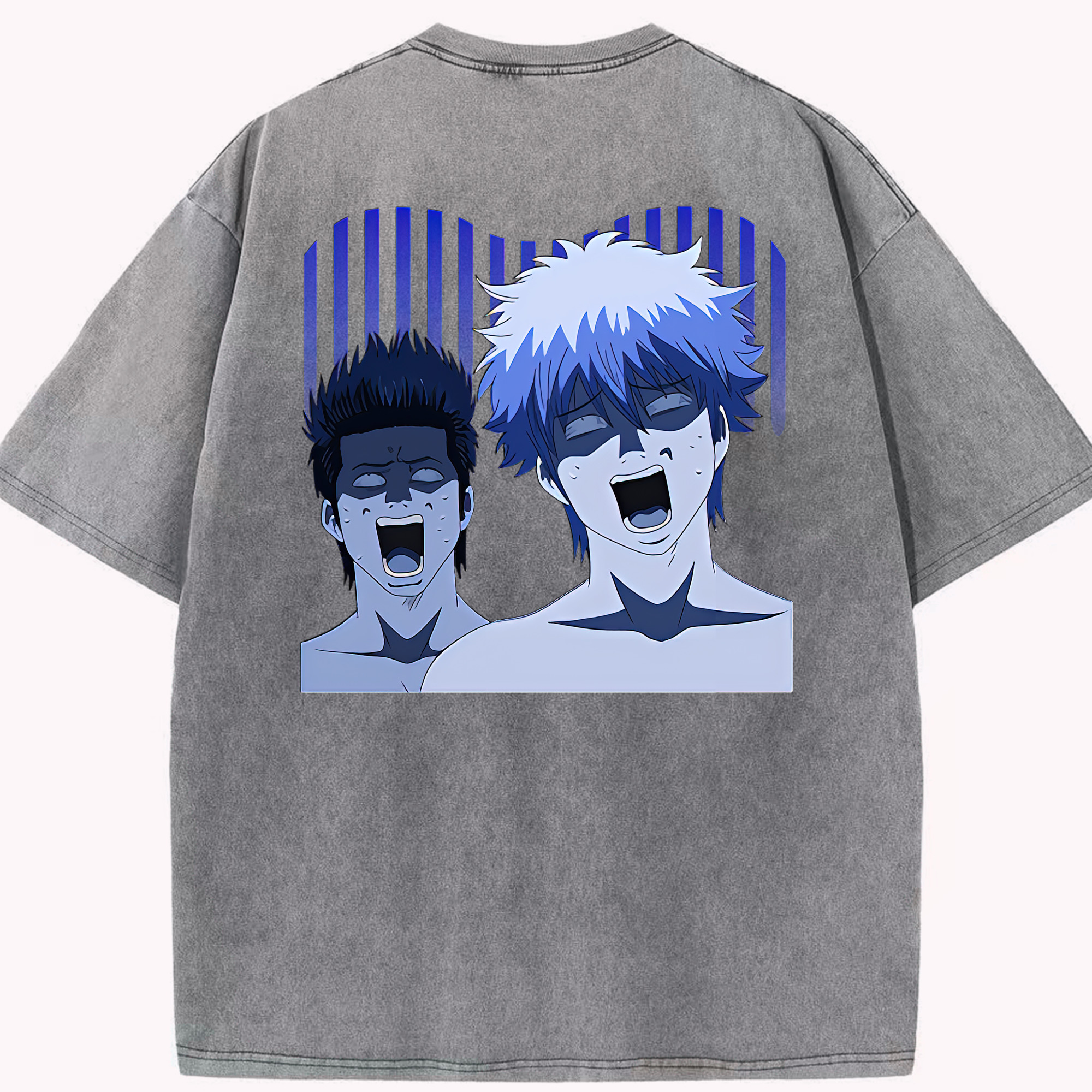 （画像用） ぎんたま 坂田銀時（さかたぎんとき） 神楽 志村新八（しむら しんぱち） GINTAMA Sakata Gintoki Kagura Shimura Shinpachi 綿100% ヴィンテージ風 半袖Tシャツ（背面プリント）