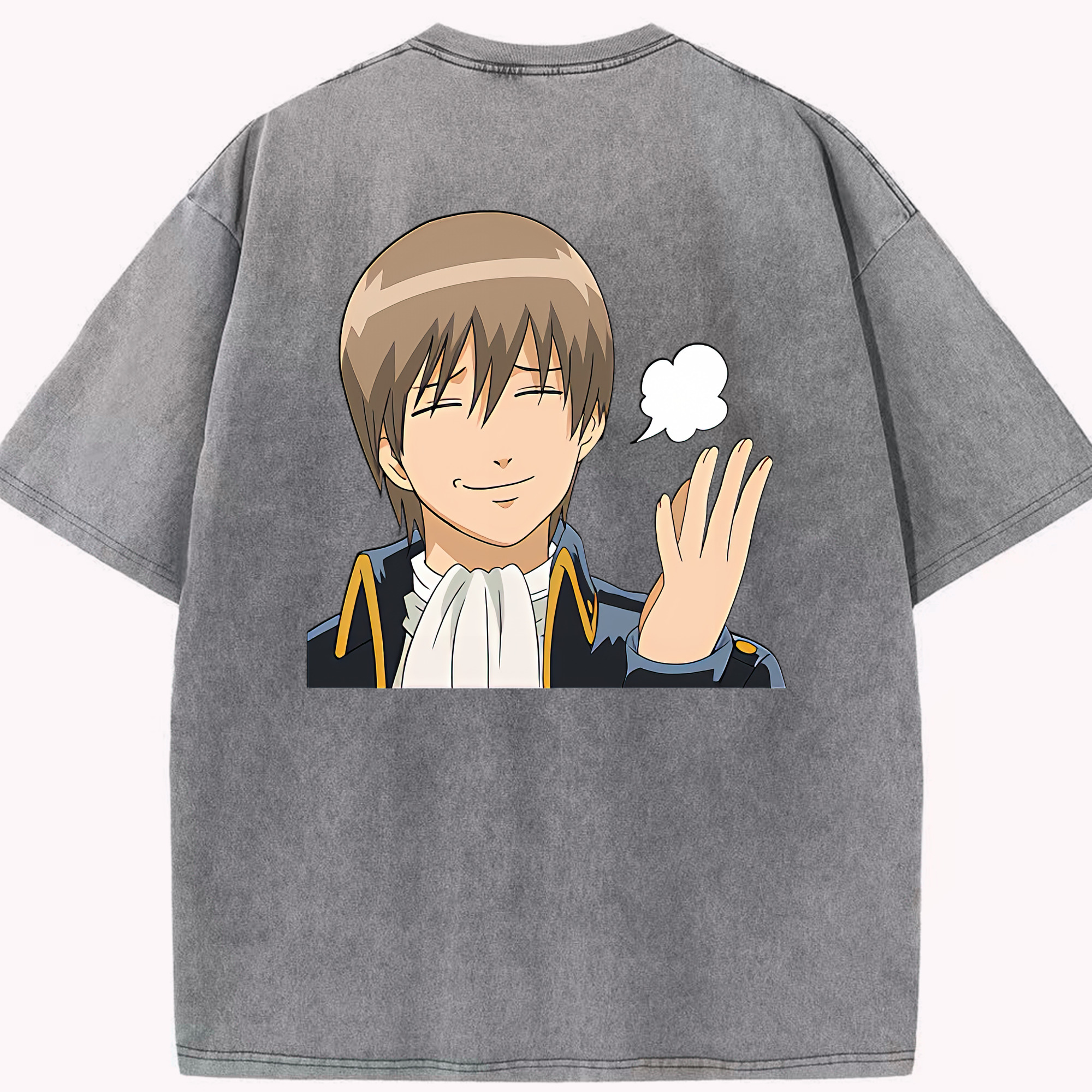 （画像用） ぎんたま 坂田銀時（さかたぎんとき） 神楽 志村新八（しむら しんぱち） GINTAMA Sakata Gintoki Kagura Shimura Shinpachi 綿100% ヴィンテージ風 半袖Tシャツ（背面プリント）