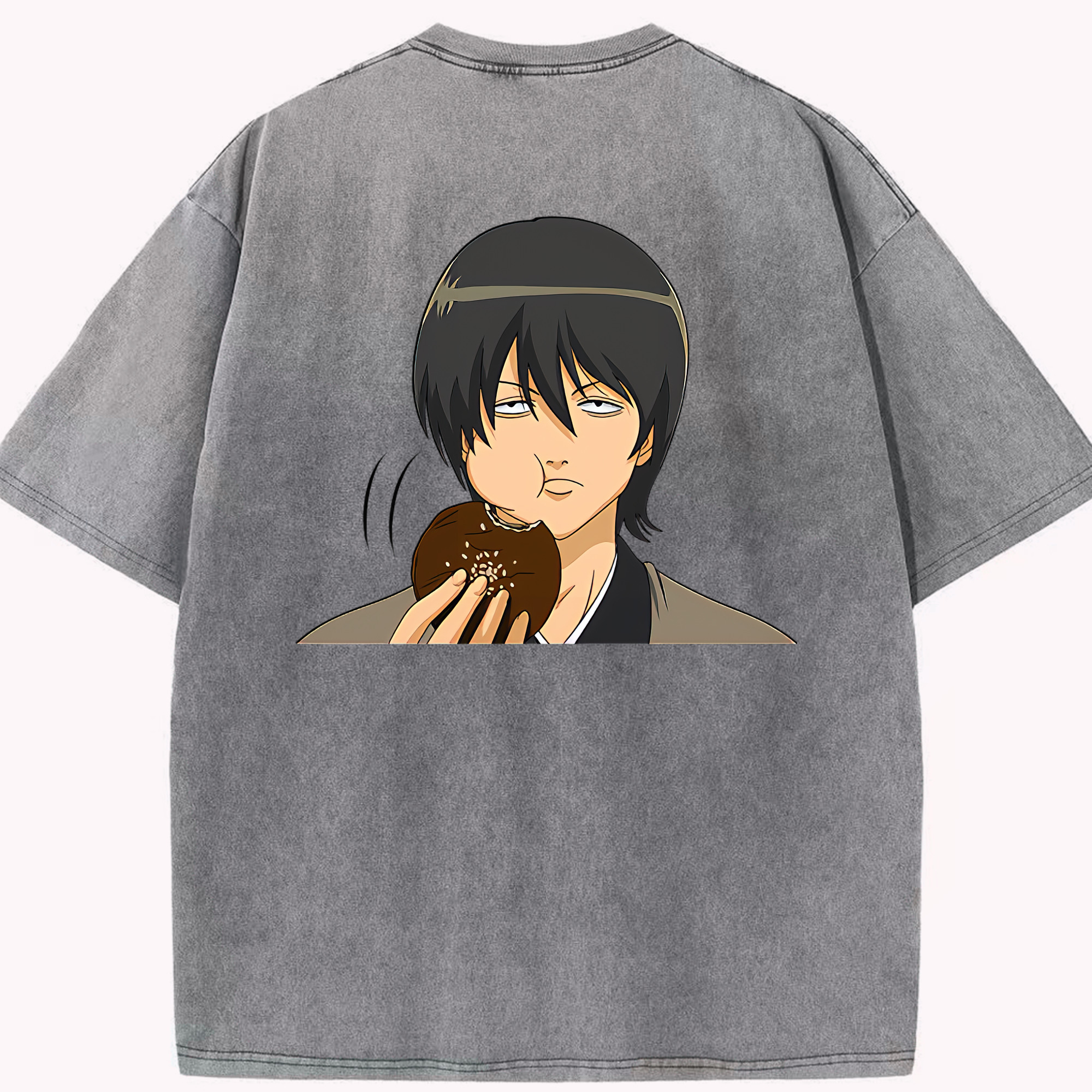 （画像用） ぎんたま 坂田銀時（さかたぎんとき） 神楽 志村新八（しむら しんぱち） GINTAMA Sakata Gintoki Kagura Shimura Shinpachi 綿100% ヴィンテージ風 半袖Tシャツ（背面プリント）