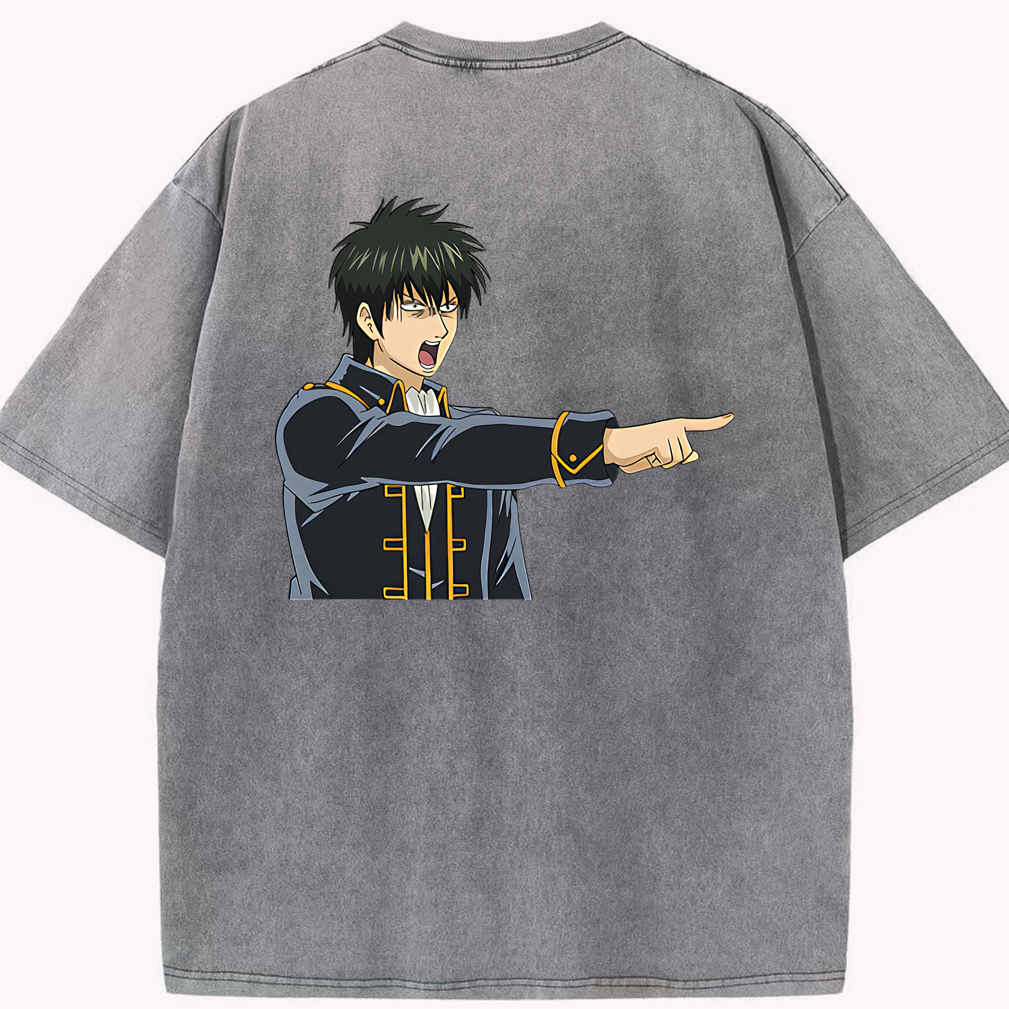 （画像用） ぎんたま 坂田銀時（さかたぎんとき） 神楽 志村新八（しむら しんぱち） GINTAMA Sakata Gintoki Kagura Shimura Shinpachi 綿100% ヴィンテージ風 半袖Tシャツ（背面プリント）