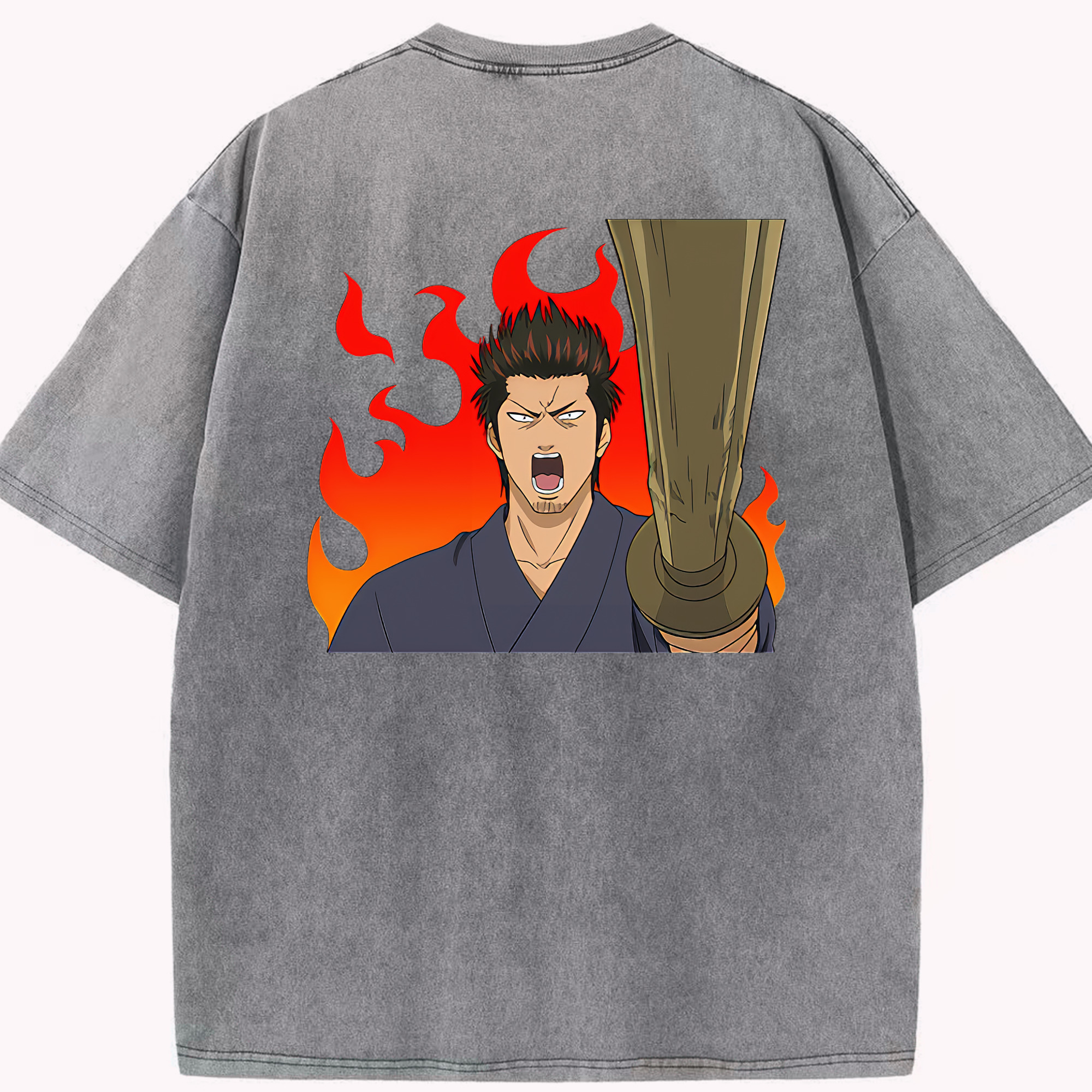 （画像用） ぎんたま 坂田銀時（さかたぎんとき） 神楽 志村新八（しむら しんぱち） GINTAMA Sakata Gintoki Kagura Shimura Shinpachi 綿100% ヴィンテージ風 半袖Tシャツ（背面プリント）
