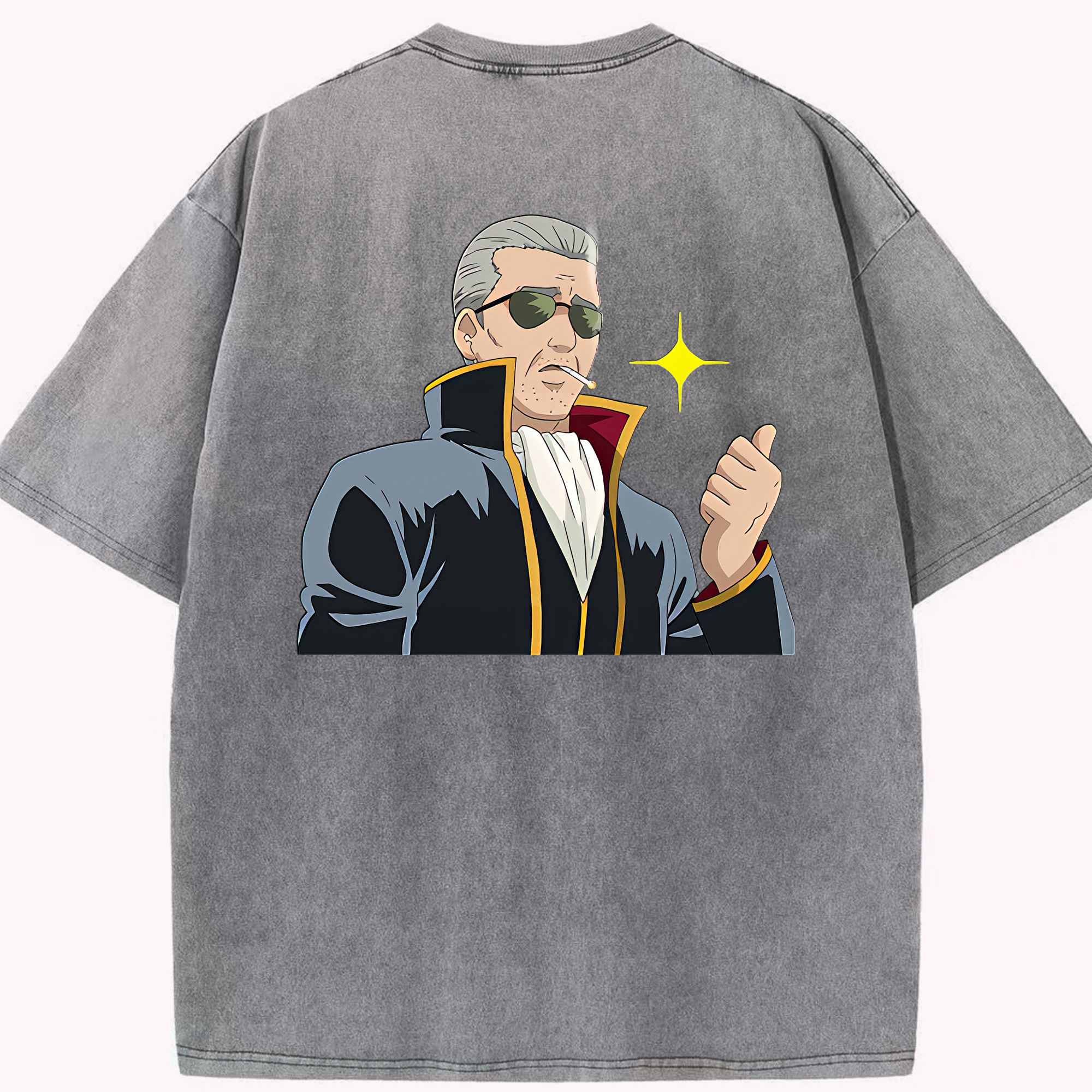 （画像用） ぎんたま 坂田銀時（さかたぎんとき） 神楽 志村新八（しむら しんぱち） GINTAMA Sakata Gintoki Kagura Shimura Shinpachi 綿100% ヴィンテージ風 半袖Tシャツ（背面プリント）