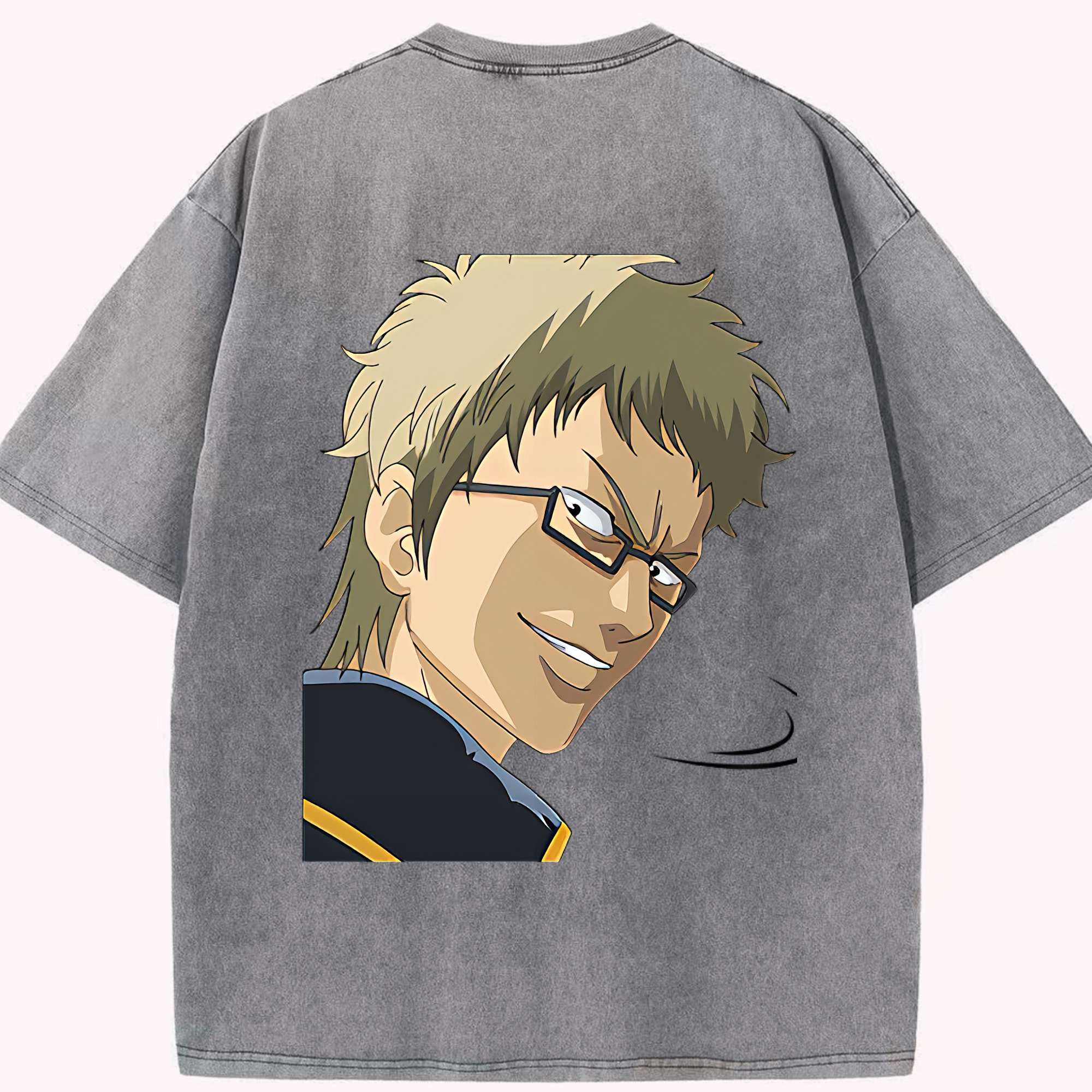 （画像用） ぎんたま 坂田銀時（さかたぎんとき） 神楽 志村新八（しむら しんぱち） GINTAMA Sakata Gintoki Kagura Shimura Shinpachi 綿100% ヴィンテージ風 半袖Tシャツ（背面プリント）