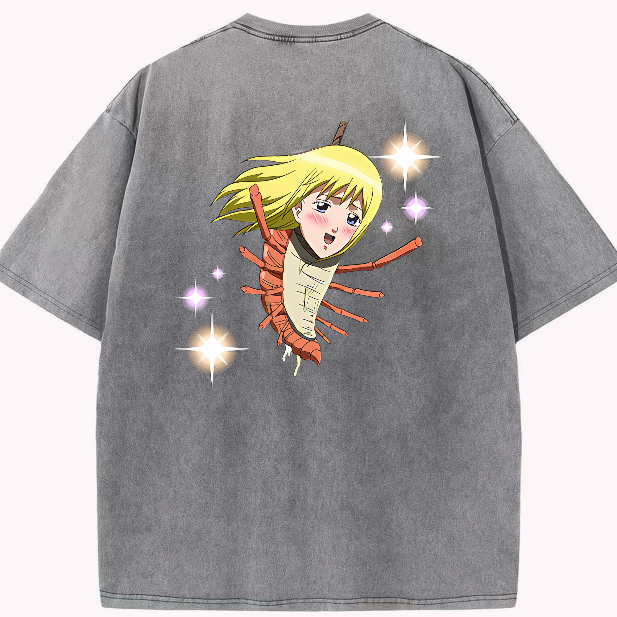 （画像用） ぎんたま 坂田銀時（さかたぎんとき） 神楽 志村新八（しむら しんぱち） GINTAMA Sakata Gintoki Kagura Shimura Shinpachi 綿100% ヴィンテージ風 半袖Tシャツ（背面プリント）
