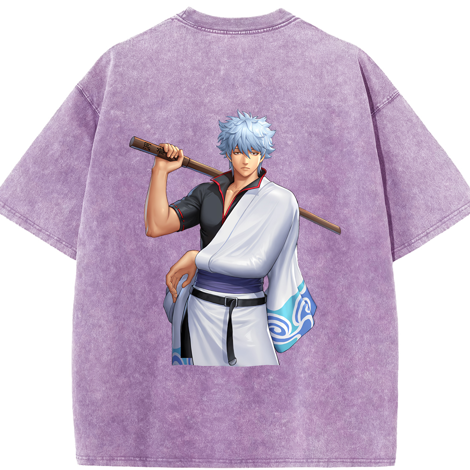 （画像用） ぎんたま 坂田銀時（さかたぎんとき） 神楽 志村新八（しむら しんぱち） GINTAMA Sakata Gintoki Kagura Shimura Shinpachi 綿100% ヴィンテージ風 半袖Tシャツ（背面プリント）