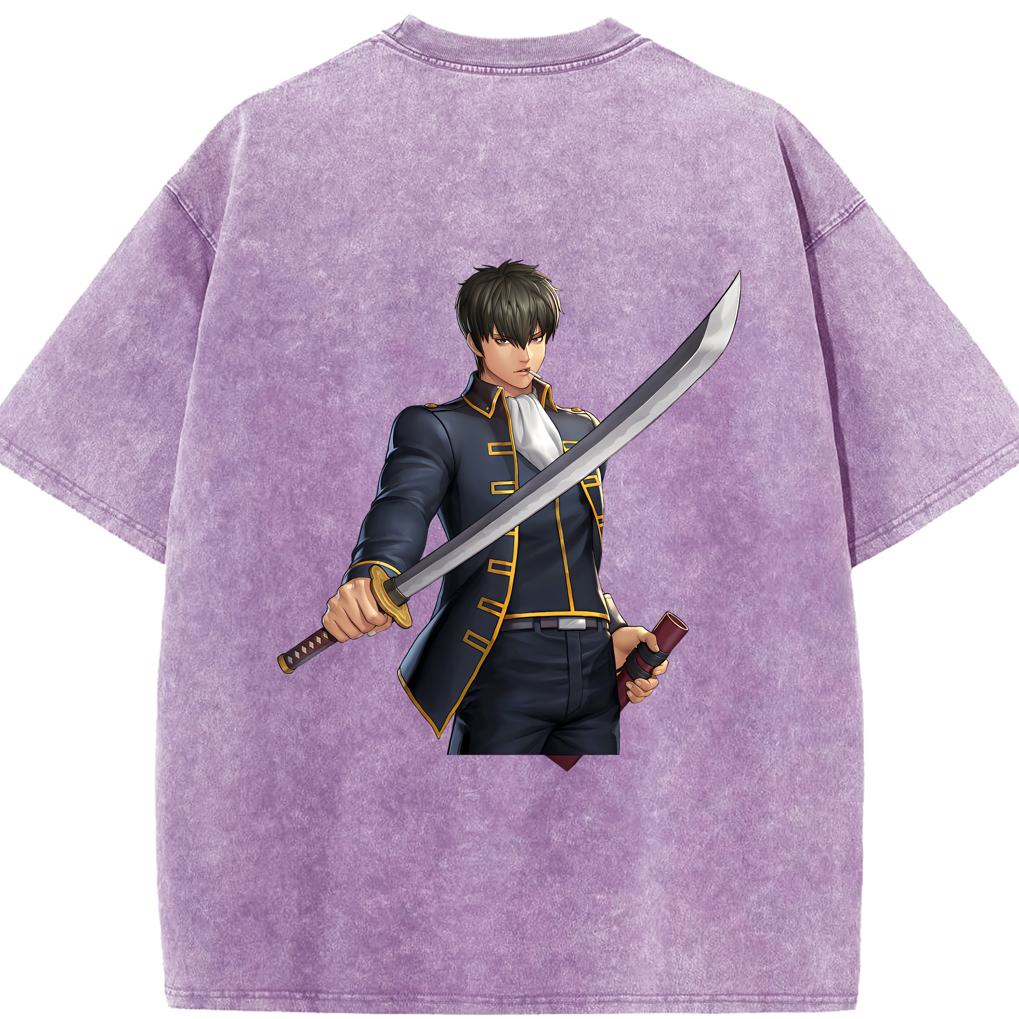 （画像用） ぎんたま 坂田銀時（さかたぎんとき） 神楽 志村新八（しむら しんぱち） GINTAMA Sakata Gintoki Kagura Shimura Shinpachi 綿100% ヴィンテージ風 半袖Tシャツ（背面プリント）