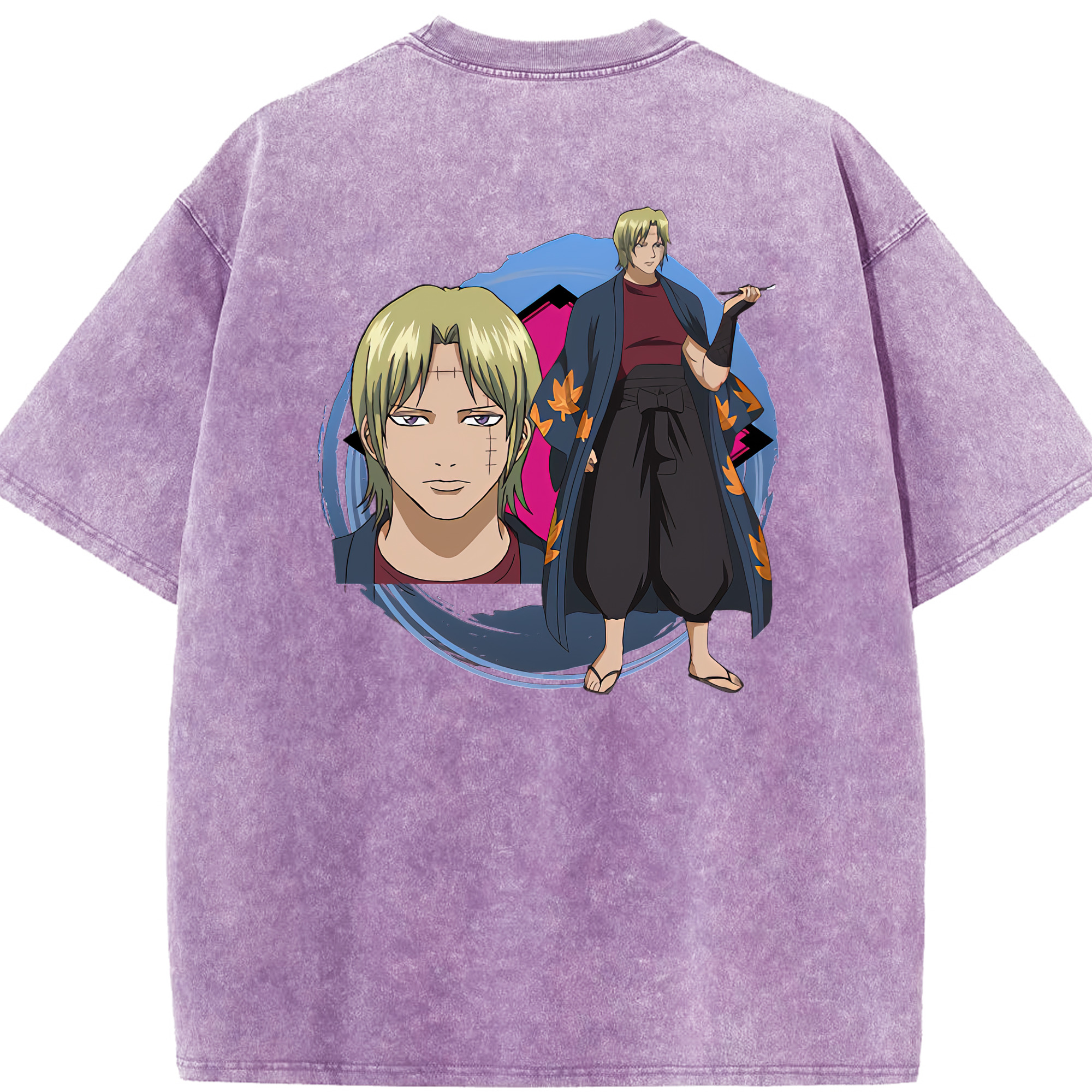 （画像用） ぎんたま 坂田銀時（さかたぎんとき） 神楽 志村新八（しむら しんぱち） GINTAMA Sakata Gintoki Kagura Shimura Shinpachi 綿100% ヴィンテージ風 半袖Tシャツ（背面プリント）