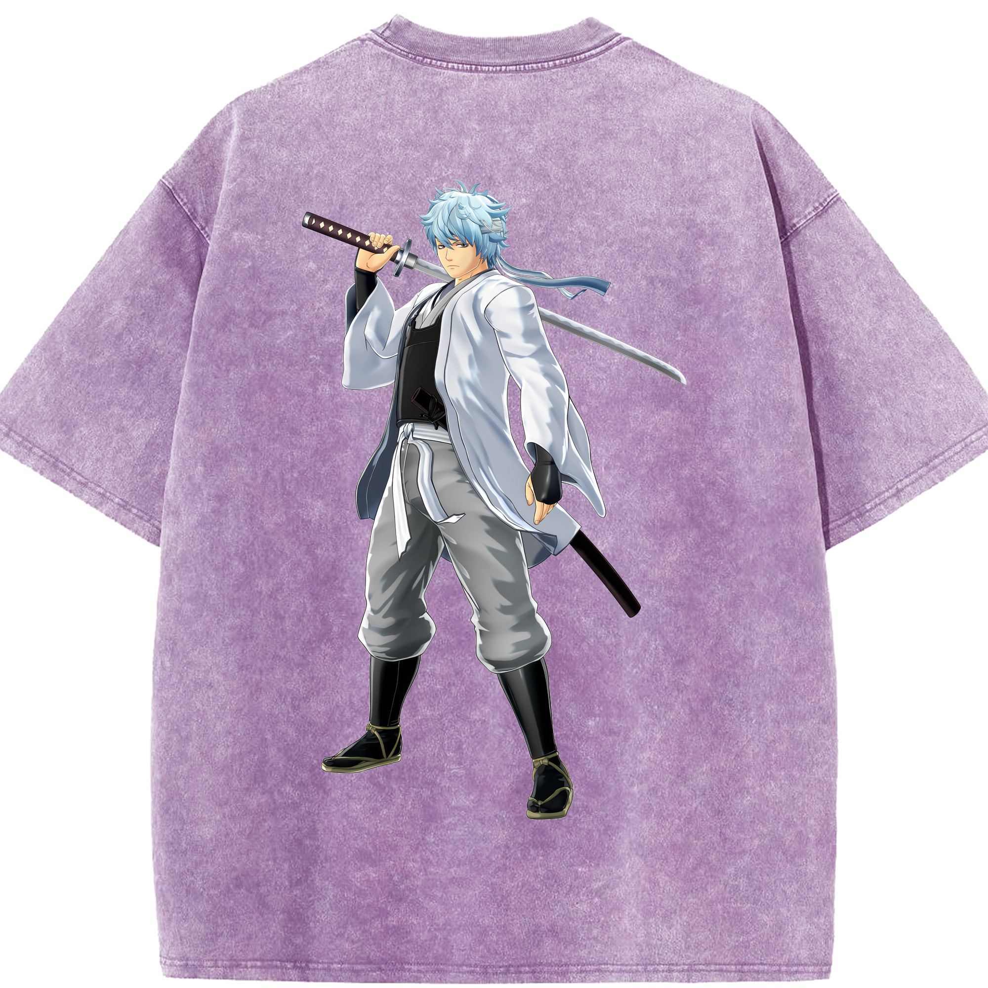 （画像用） ぎんたま 坂田銀時（さかたぎんとき） 神楽 志村新八（しむら しんぱち） GINTAMA Sakata Gintoki Kagura Shimura Shinpachi 綿100% ヴィンテージ風 半袖Tシャツ（背面プリント）