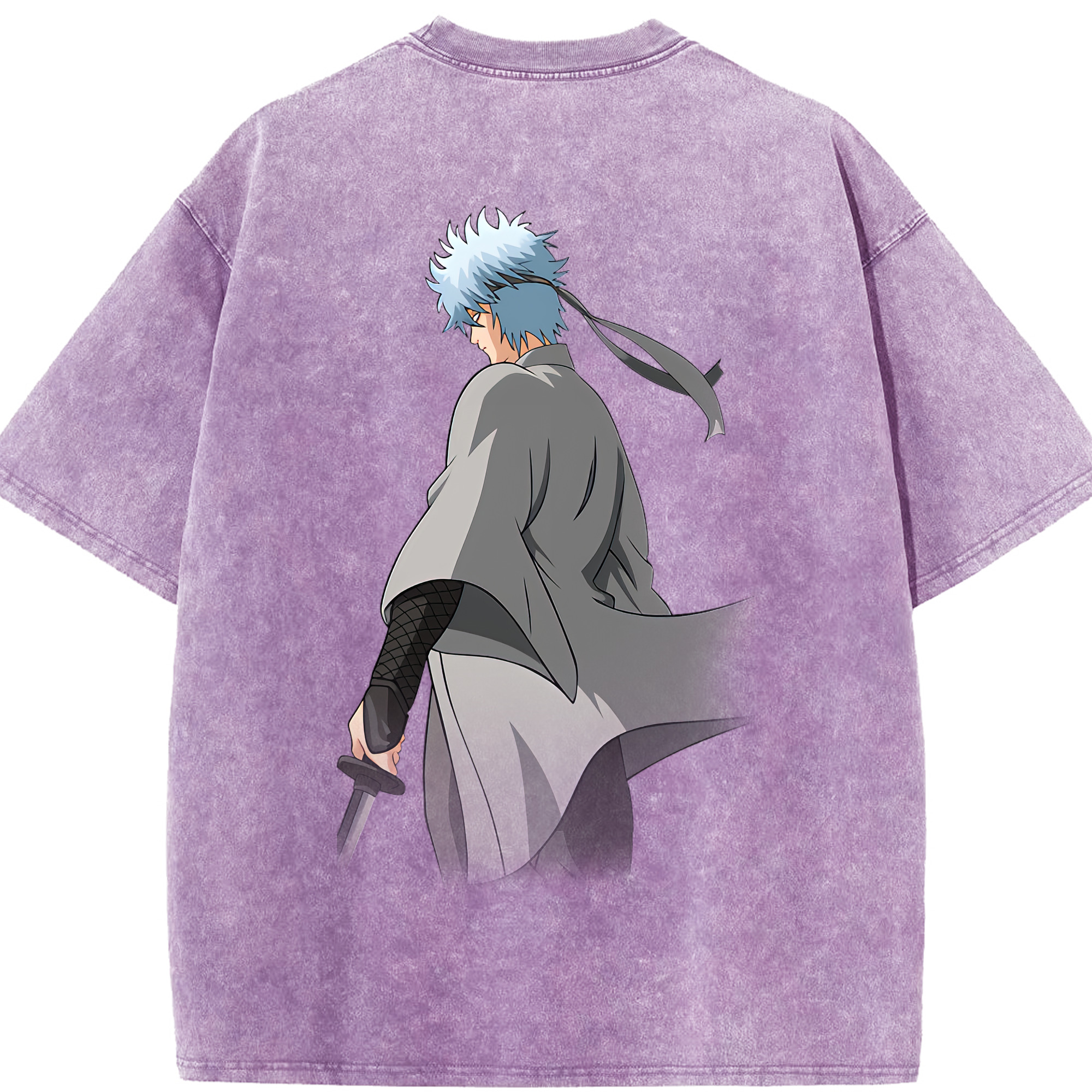 （画像用） ぎんたま 坂田銀時（さかたぎんとき） 神楽 志村新八（しむら しんぱち） GINTAMA Sakata Gintoki Kagura Shimura Shinpachi 綿100% ヴィンテージ風 半袖Tシャツ（背面プリント）