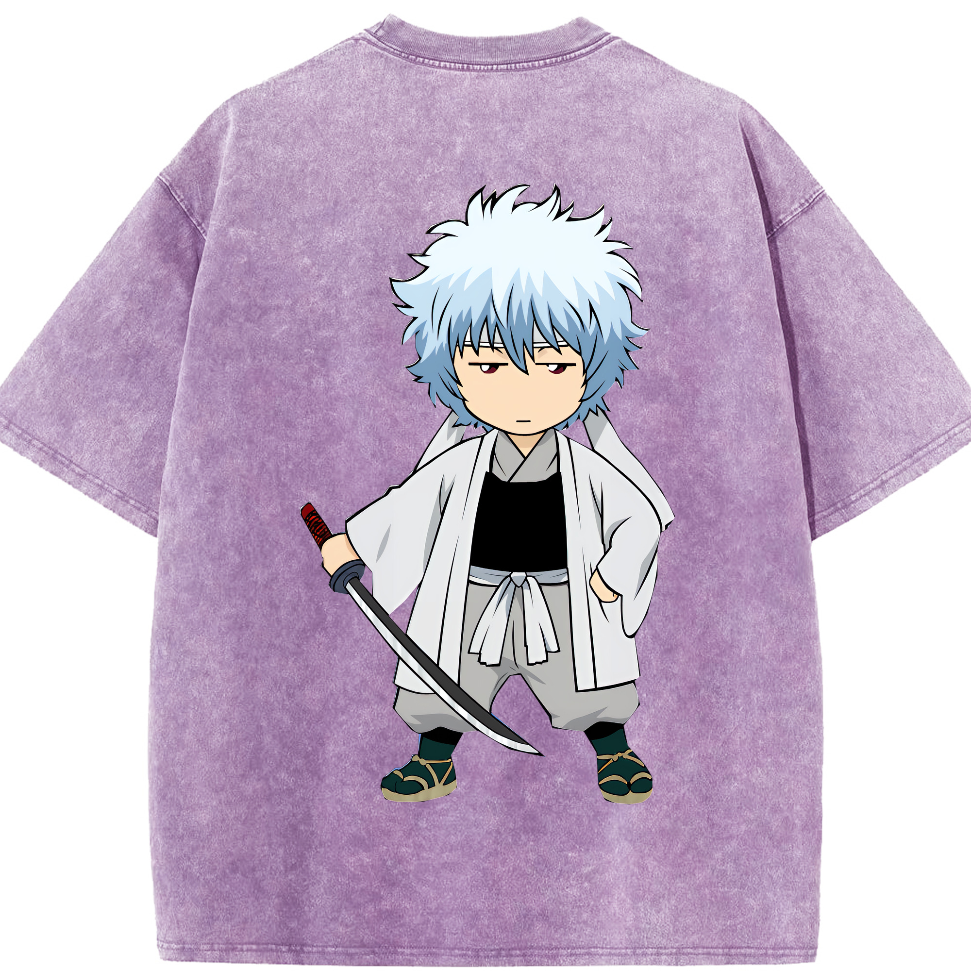 （画像用） ぎんたま 坂田銀時（さかたぎんとき） 神楽 志村新八（しむら しんぱち） GINTAMA Sakata Gintoki Kagura Shimura Shinpachi 綿100% ヴィンテージ風 半袖Tシャツ（背面プリント）