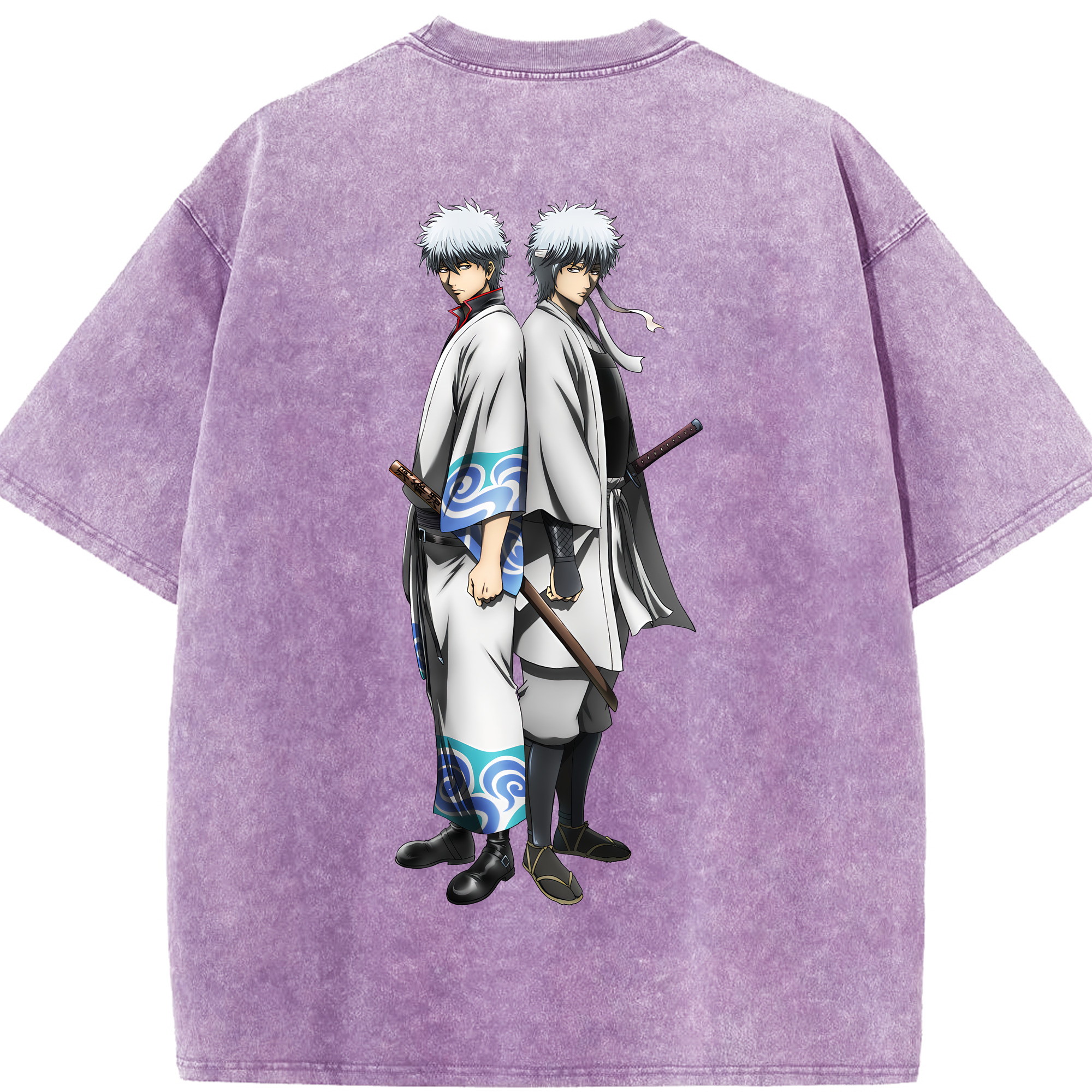 （画像用） ぎんたま 坂田銀時（さかたぎんとき） 神楽 志村新八（しむら しんぱち） GINTAMA Sakata Gintoki Kagura Shimura Shinpachi 綿100% ヴィンテージ風 半袖Tシャツ（背面プリント）