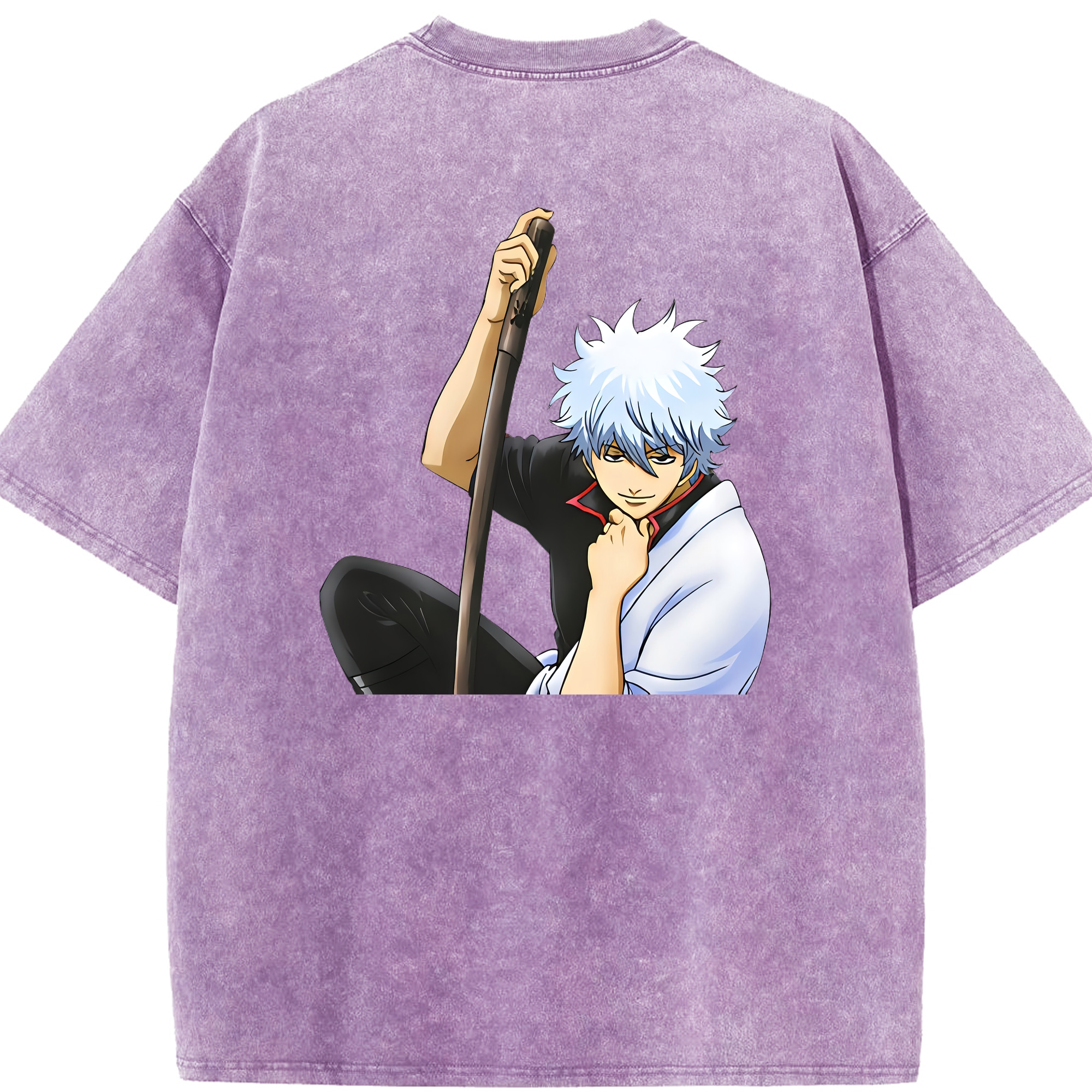 （画像用） ぎんたま 坂田銀時（さかたぎんとき） 神楽 志村新八（しむら しんぱち） GINTAMA Sakata Gintoki Kagura Shimura Shinpachi 綿100% ヴィンテージ風 半袖Tシャツ（背面プリント）