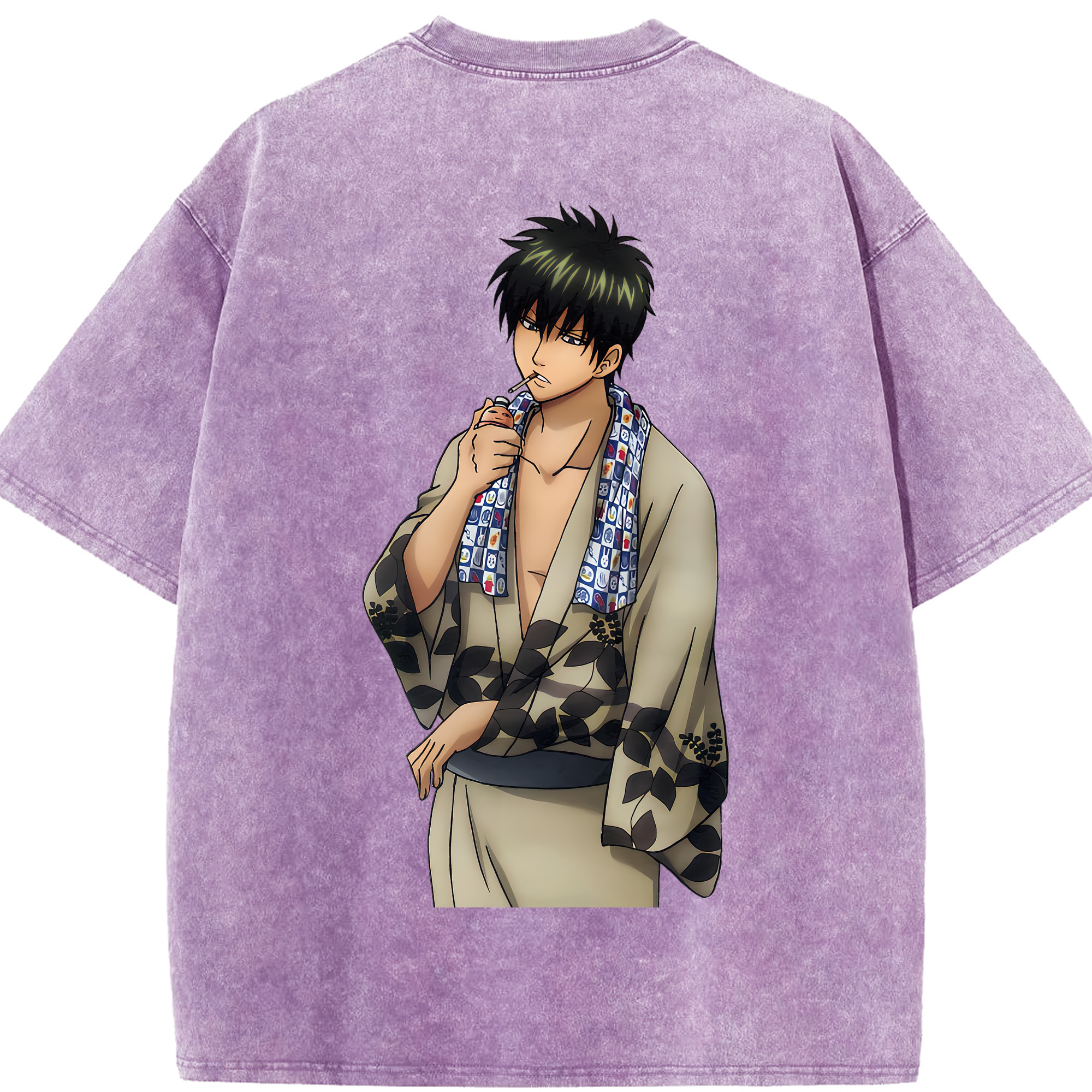 （画像用） ぎんたま 坂田銀時（さかたぎんとき） 神楽 志村新八（しむら しんぱち） GINTAMA Sakata Gintoki Kagura Shimura Shinpachi 綿100% ヴィンテージ風 半袖Tシャツ（背面プリント）