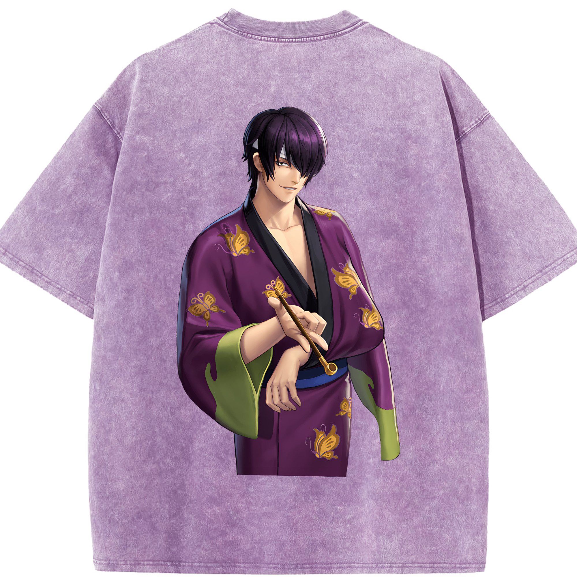 （画像用） ぎんたま 坂田銀時（さかたぎんとき） 神楽 志村新八（しむら しんぱち） GINTAMA Sakata Gintoki Kagura Shimura Shinpachi 綿100% ヴィンテージ風 半袖Tシャツ（背面プリント）