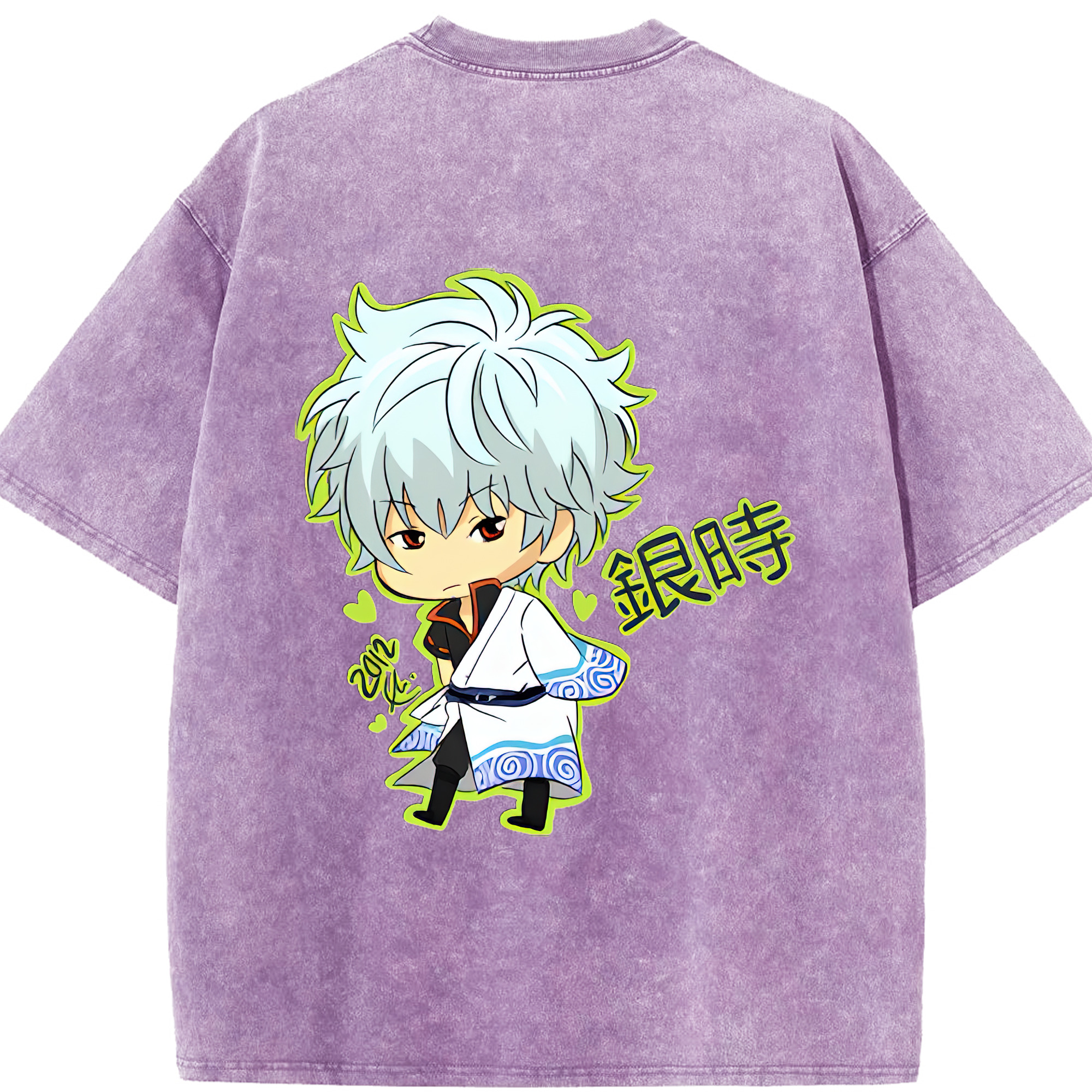 （画像用） ぎんたま 坂田銀時（さかたぎんとき） 神楽 志村新八（しむら しんぱち） GINTAMA Sakata Gintoki Kagura Shimura Shinpachi 綿100% ヴィンテージ風 半袖Tシャツ（背面プリント）