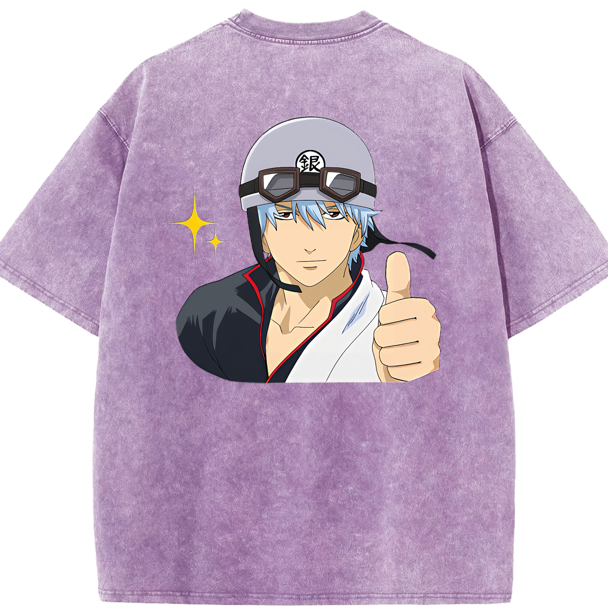 （画像用） ぎんたま 坂田銀時（さかたぎんとき） 神楽 志村新八（しむら しんぱち） GINTAMA Sakata Gintoki Kagura Shimura Shinpachi 綿100% ヴィンテージ風 半袖Tシャツ（背面プリント）