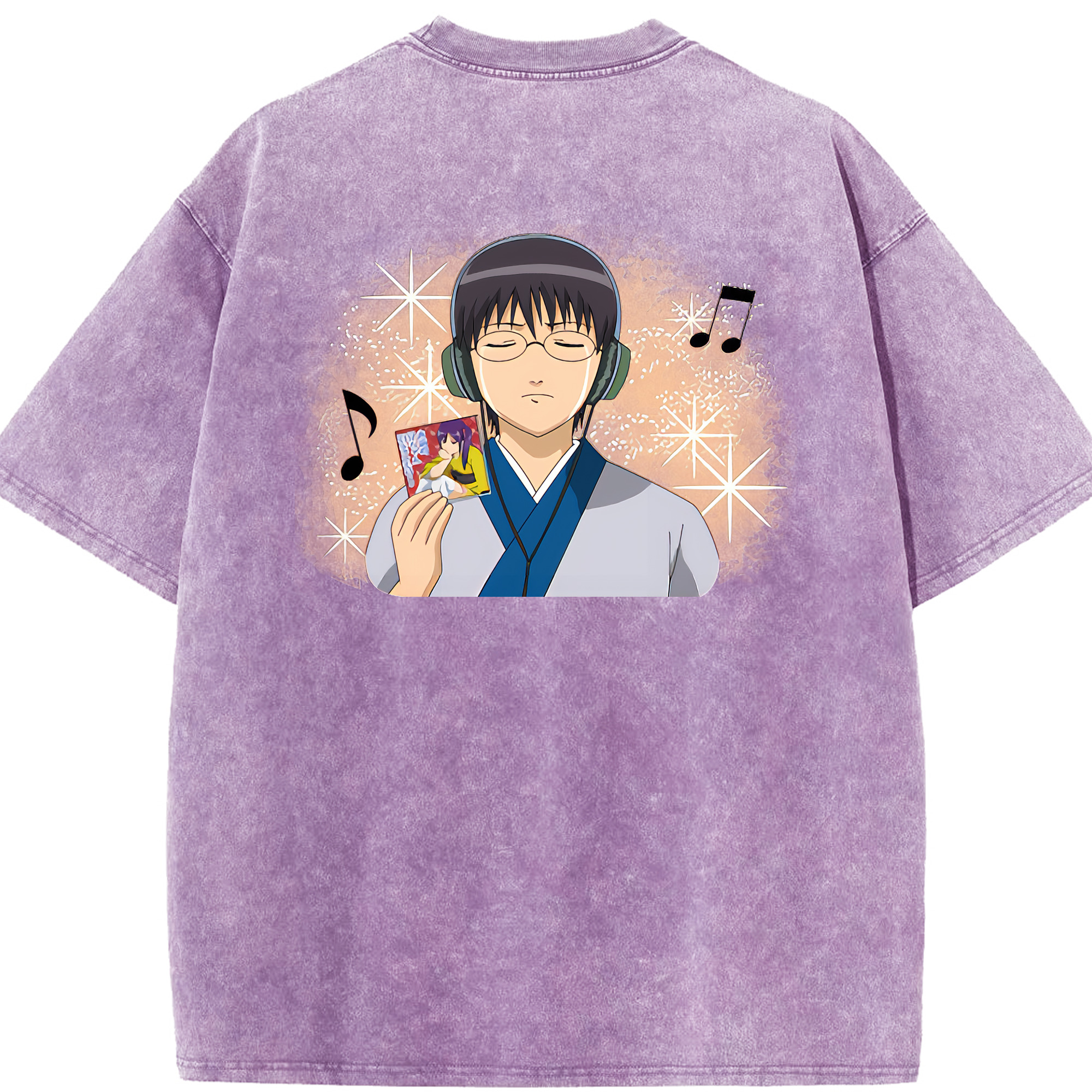 （画像用） ぎんたま 坂田銀時（さかたぎんとき） 神楽 志村新八（しむら しんぱち） GINTAMA Sakata Gintoki Kagura Shimura Shinpachi 綿100% ヴィンテージ風 半袖Tシャツ（背面プリント）