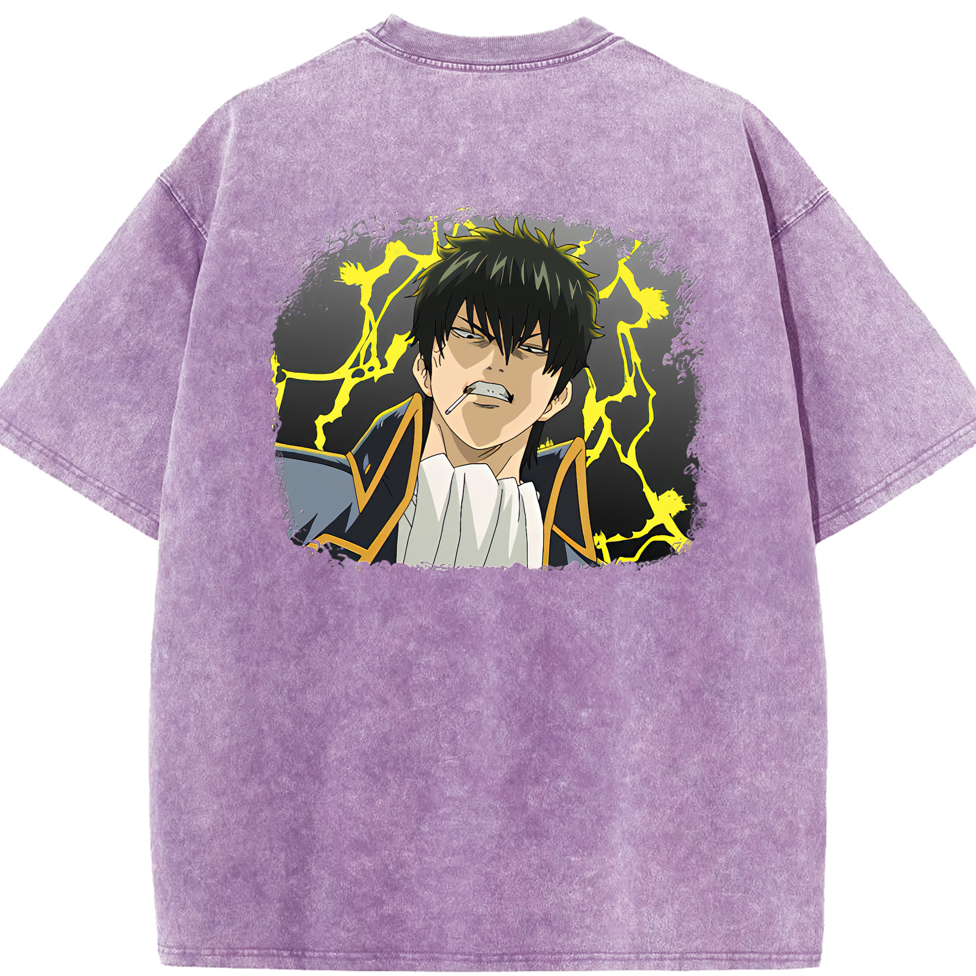 （画像用） ぎんたま 坂田銀時（さかたぎんとき） 神楽 志村新八（しむら しんぱち） GINTAMA Sakata Gintoki Kagura Shimura Shinpachi 綿100% ヴィンテージ風 半袖Tシャツ（背面プリント）