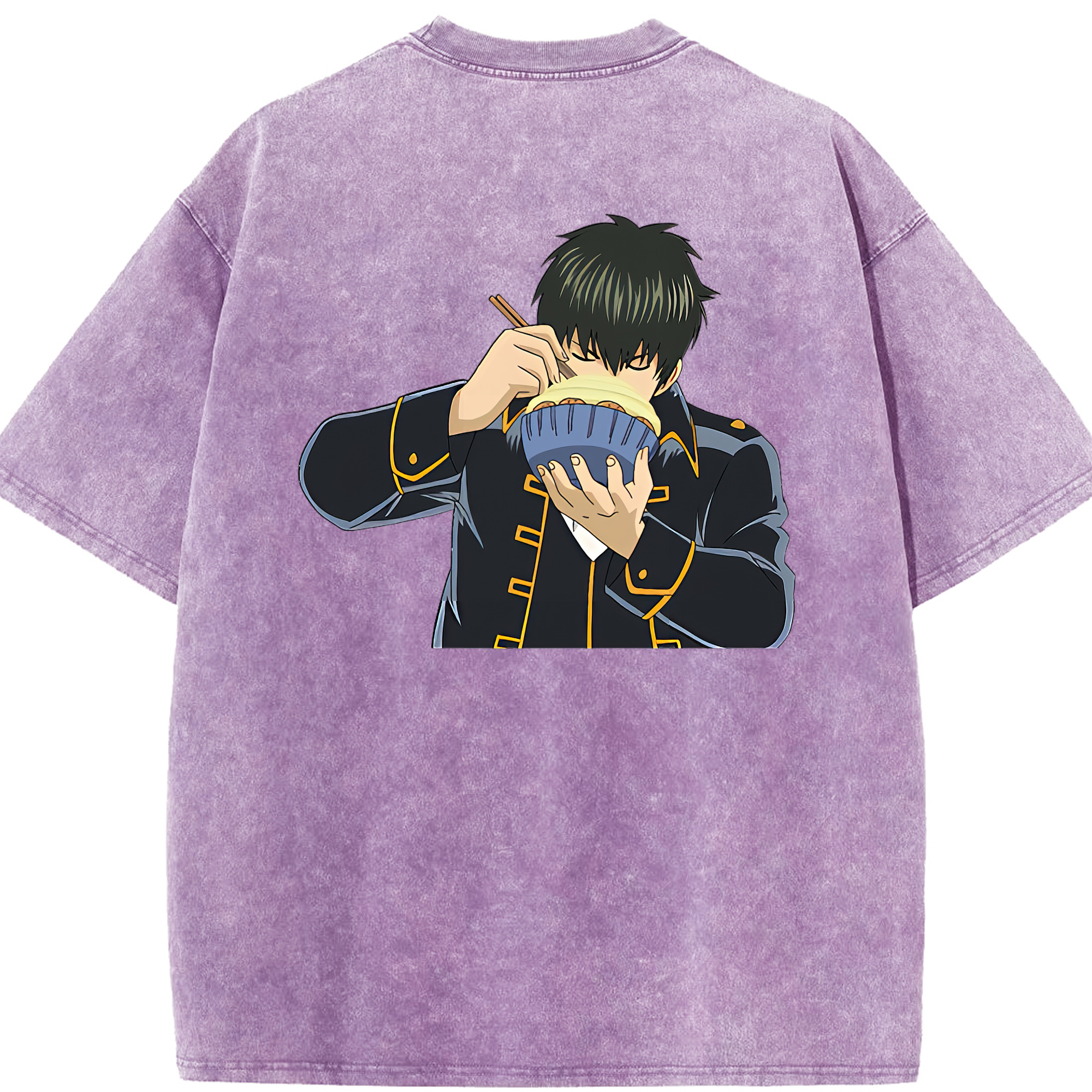（画像用） ぎんたま 坂田銀時（さかたぎんとき） 神楽 志村新八（しむら しんぱち） GINTAMA Sakata Gintoki Kagura Shimura Shinpachi 綿100% ヴィンテージ風 半袖Tシャツ（背面プリント）