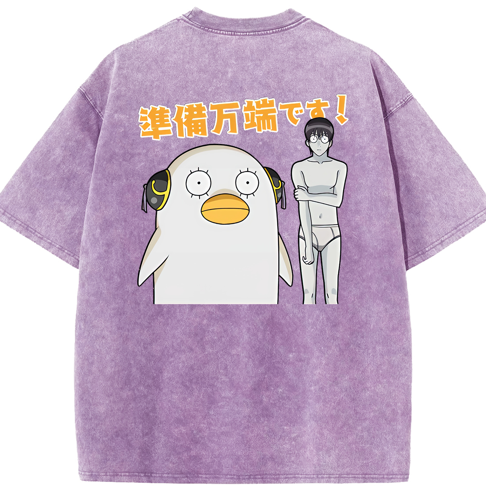 （画像用） ぎんたま 坂田銀時（さかたぎんとき） 神楽 志村新八（しむら しんぱち） GINTAMA Sakata Gintoki Kagura Shimura Shinpachi 綿100% ヴィンテージ風 半袖Tシャツ（背面プリント）