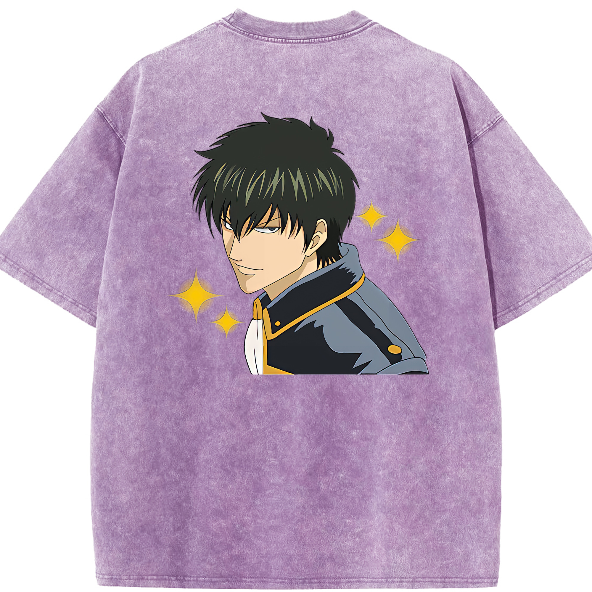 （画像用） ぎんたま 坂田銀時（さかたぎんとき） 神楽 志村新八（しむら しんぱち） GINTAMA Sakata Gintoki Kagura Shimura Shinpachi 綿100% ヴィンテージ風 半袖Tシャツ（背面プリント）