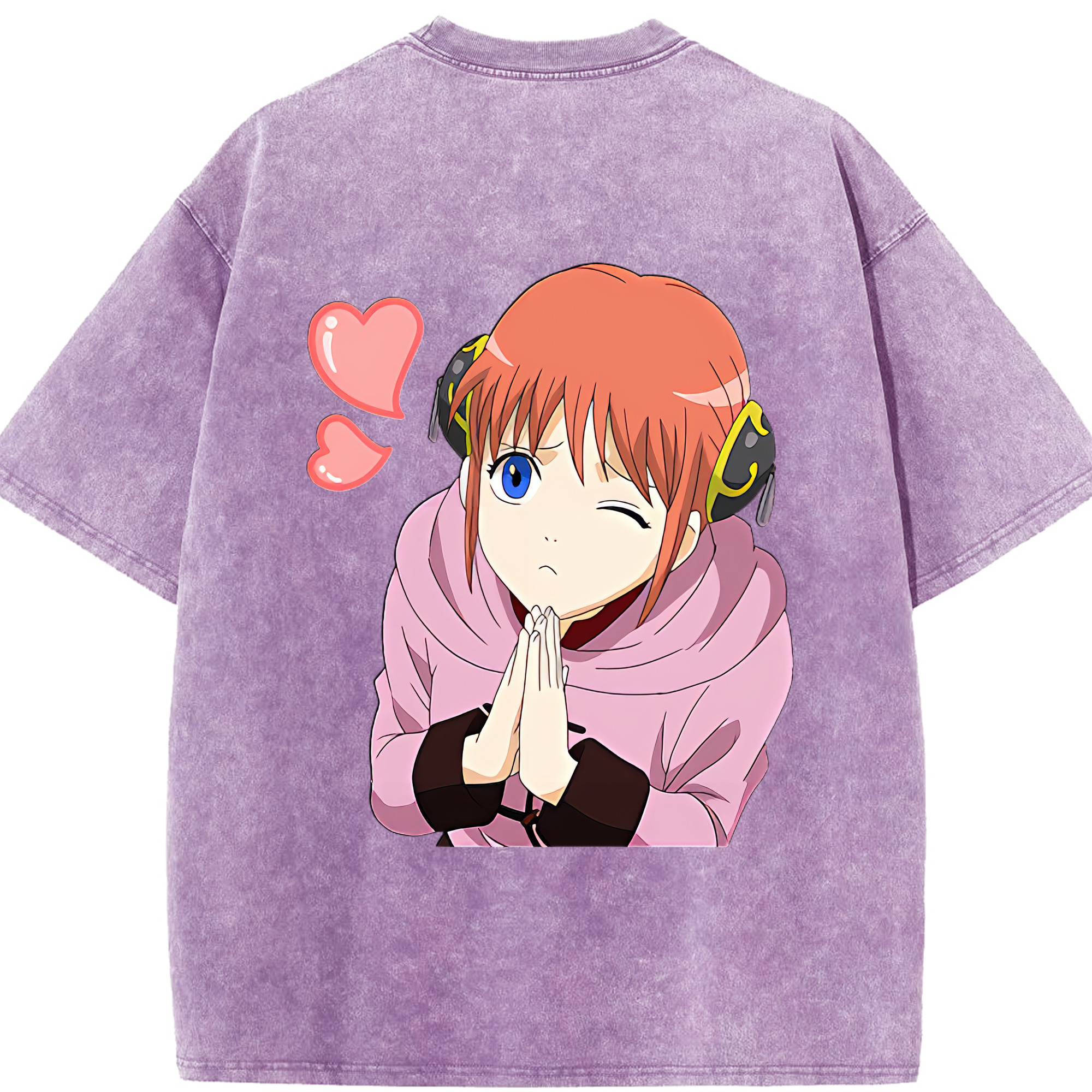 （画像用） ぎんたま 坂田銀時（さかたぎんとき） 神楽 志村新八（しむら しんぱち） GINTAMA Sakata Gintoki Kagura Shimura Shinpachi 綿100% ヴィンテージ風 半袖Tシャツ（背面プリント）