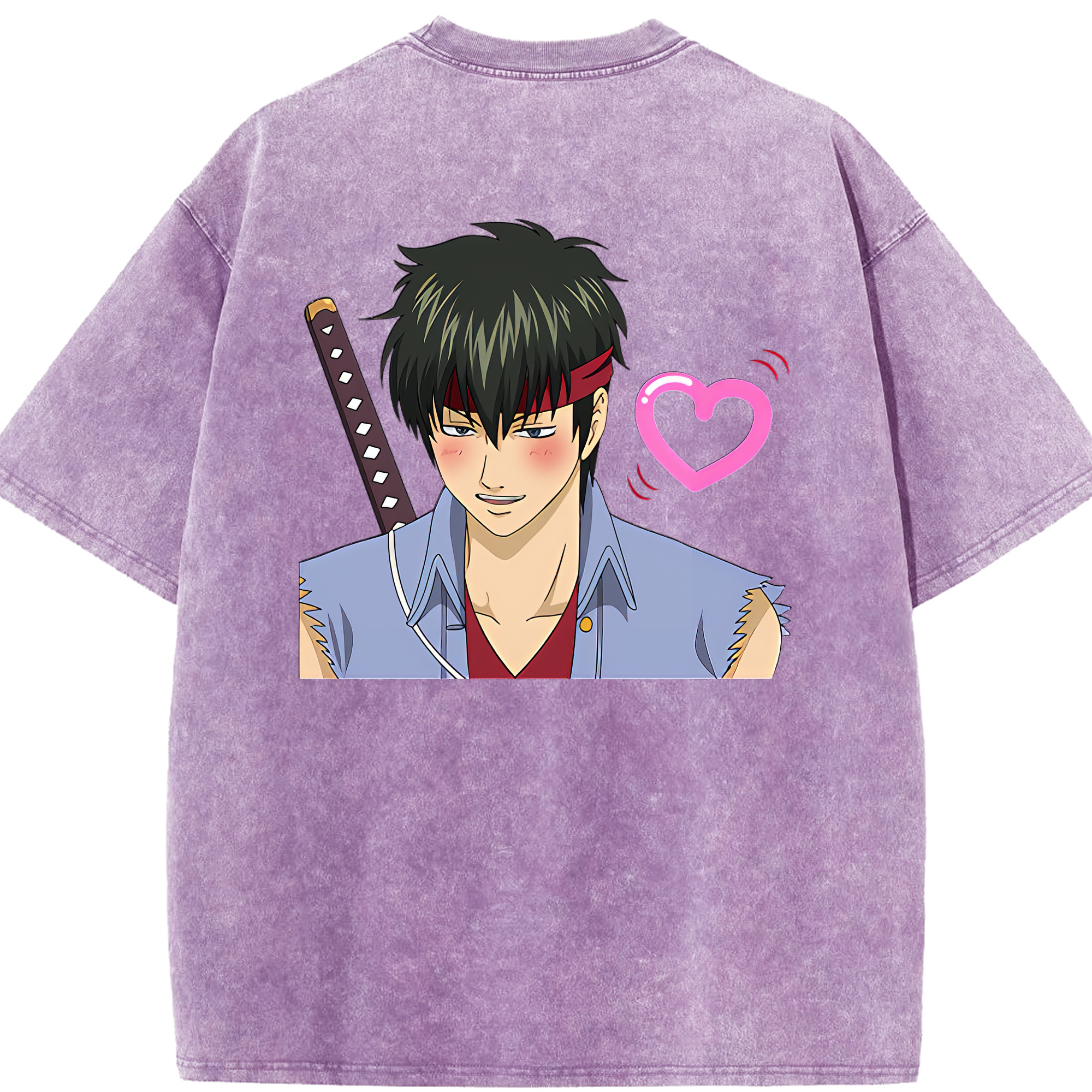 （画像用） ぎんたま 坂田銀時（さかたぎんとき） 神楽 志村新八（しむら しんぱち） GINTAMA Sakata Gintoki Kagura Shimura Shinpachi 綿100% ヴィンテージ風 半袖Tシャツ（背面プリント）