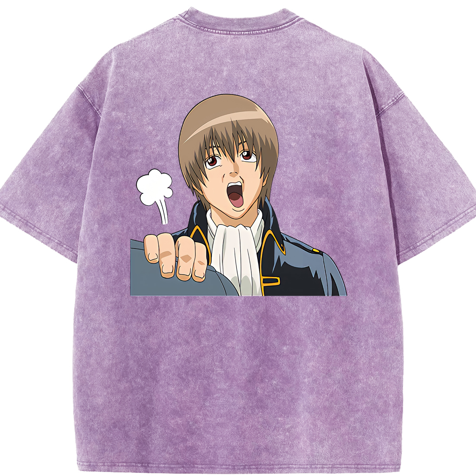 （画像用） ぎんたま 坂田銀時（さかたぎんとき） 神楽 志村新八（しむら しんぱち） GINTAMA Sakata Gintoki Kagura Shimura Shinpachi 綿100% ヴィンテージ風 半袖Tシャツ（背面プリント）