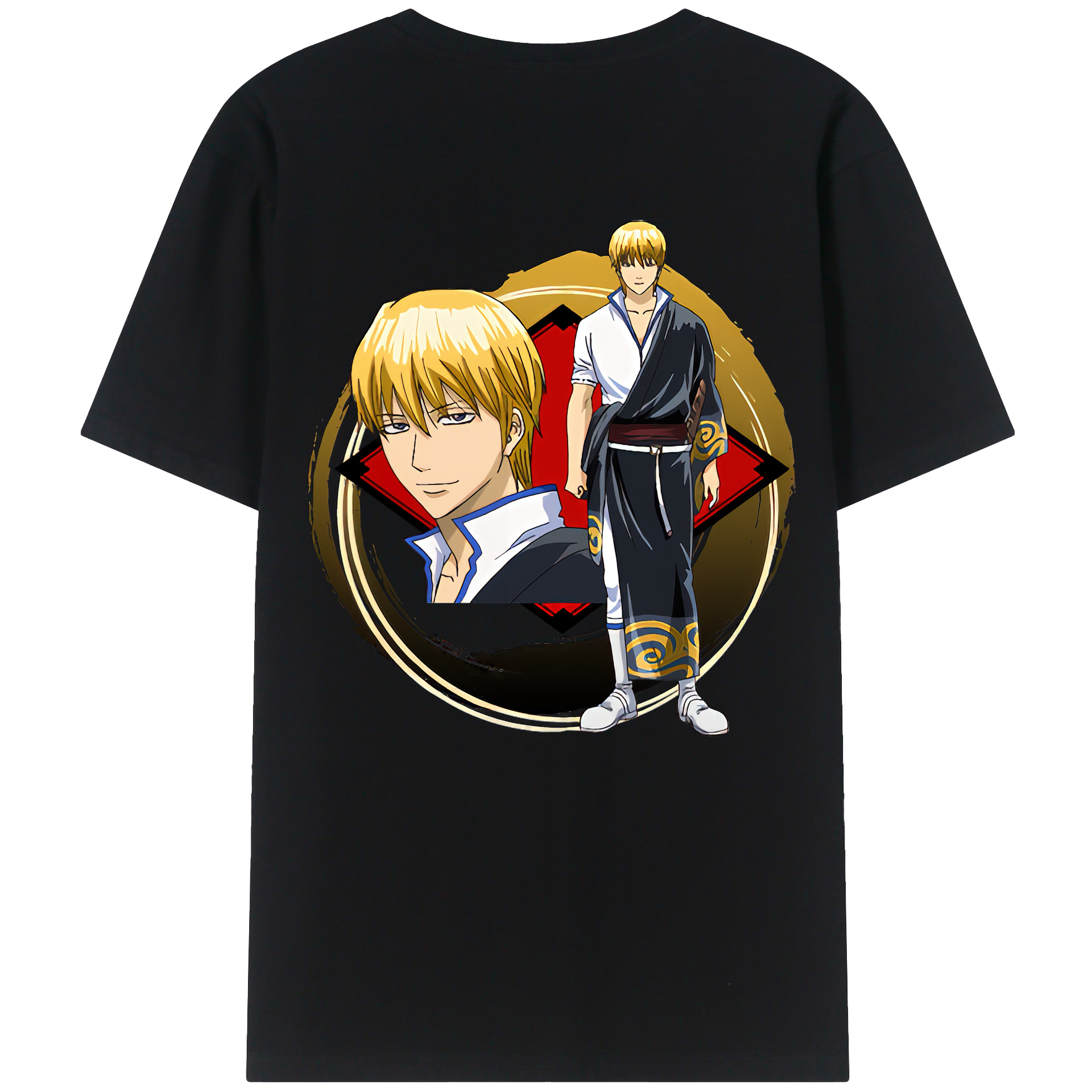 （画像用） ぎんたま 坂田銀時（さかたぎんとき） 神楽 志村新八（しむら しんぱち） GINTAMA Sakata Gintoki Kagura Shimura Shinpachi 綿100％ メンズ半袖Tシャツ（バックプリント） 通気性